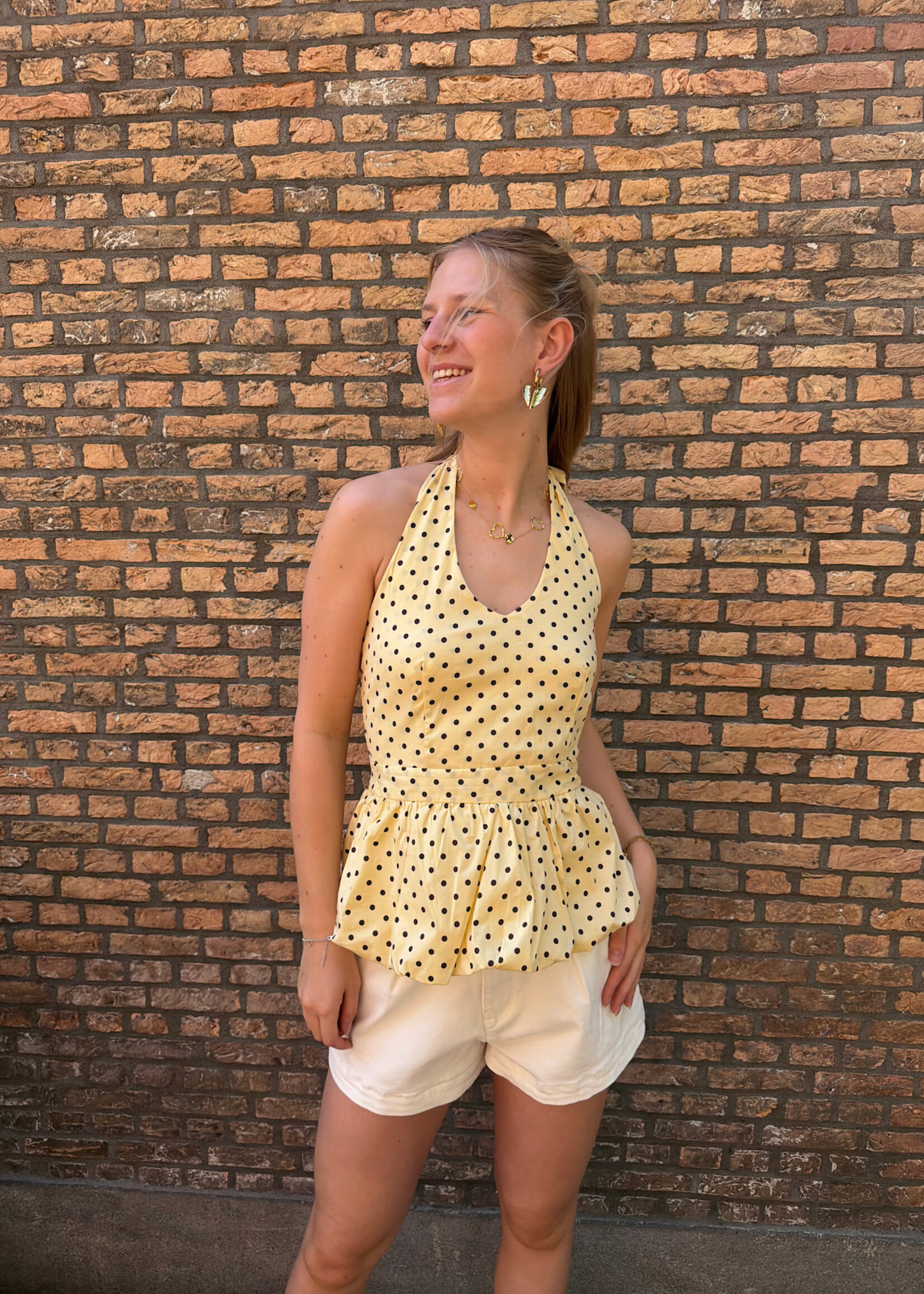 Flo Boutique Top Amélie Dots Yellow