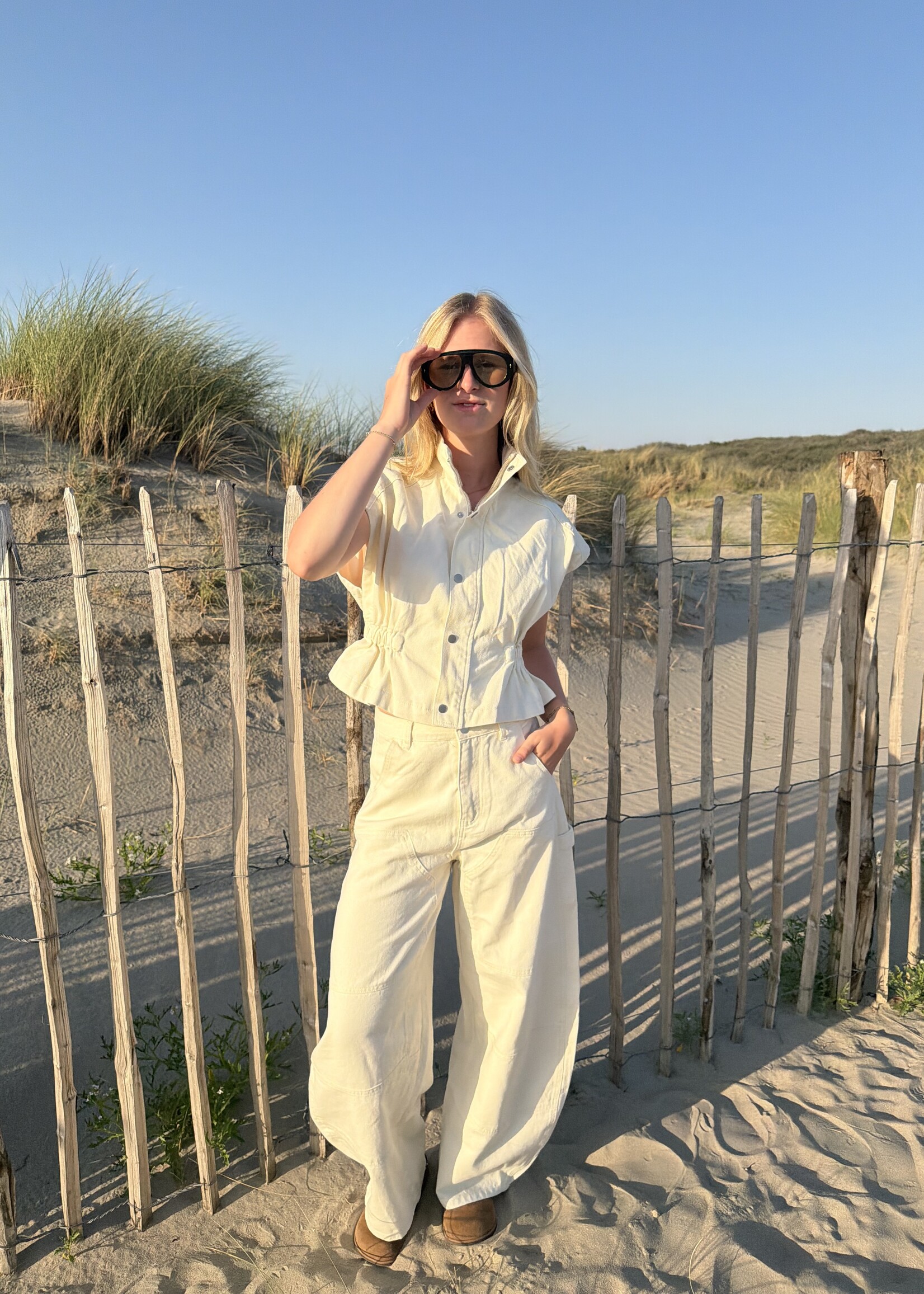 Flo Boutique Balloon Jeans Leva Off-White