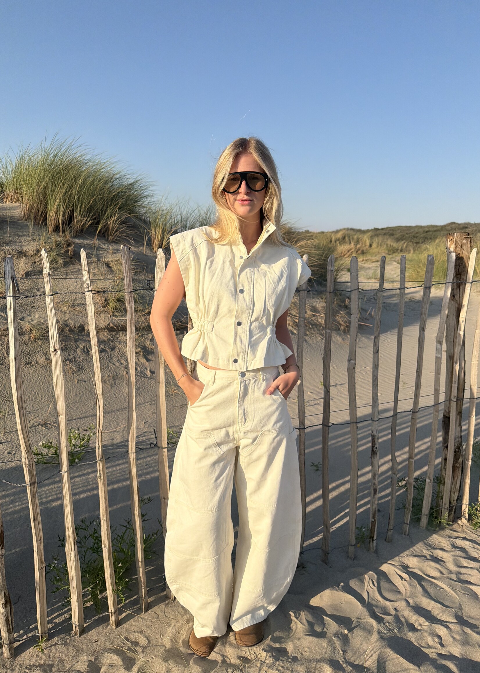 Flo Boutique Balloon Jeans Leva Off-White