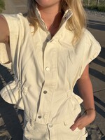 Flo Boutique Denim Top Leva Off-White