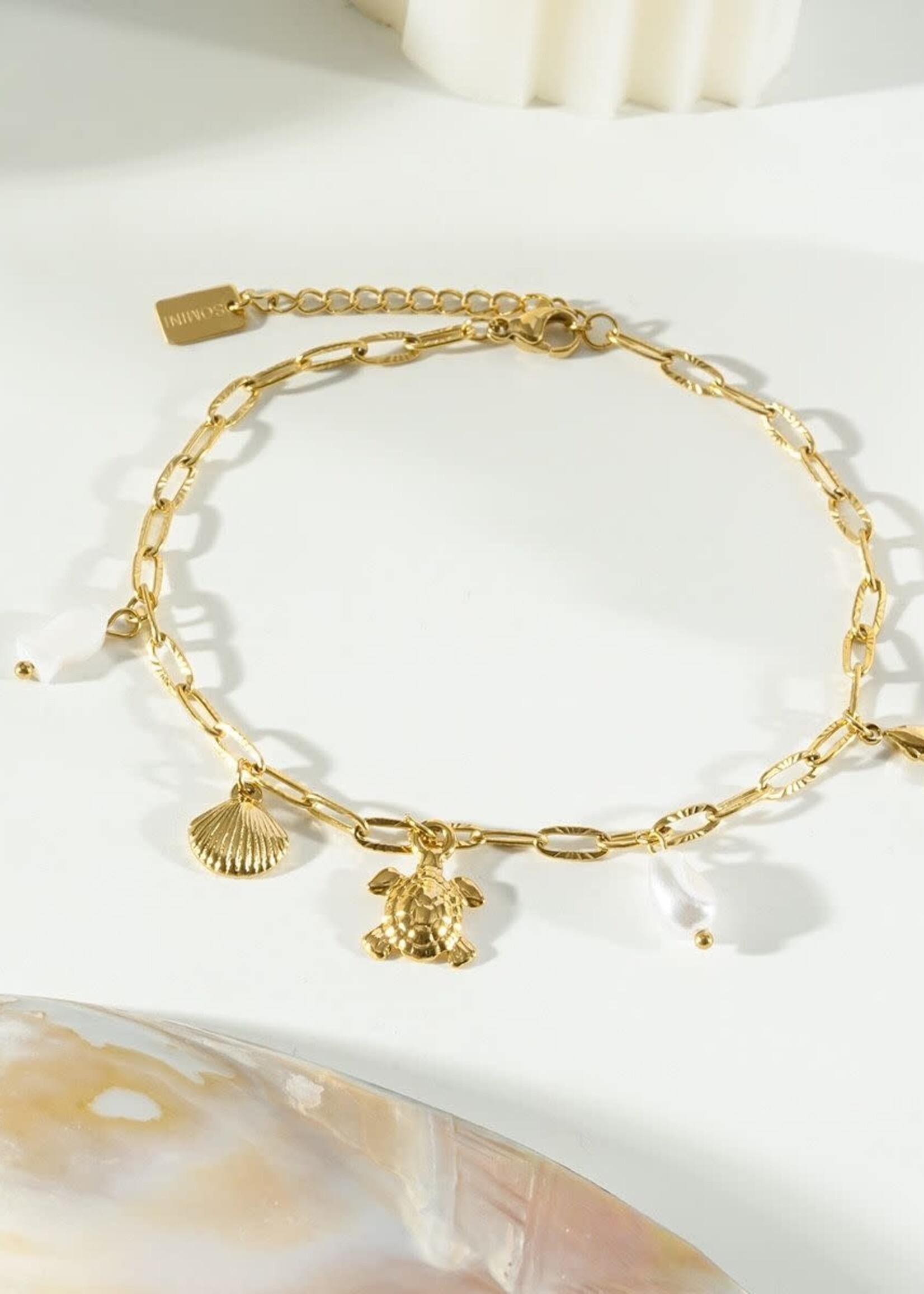 Flo Boutique Enkelbandje Sea Life white
