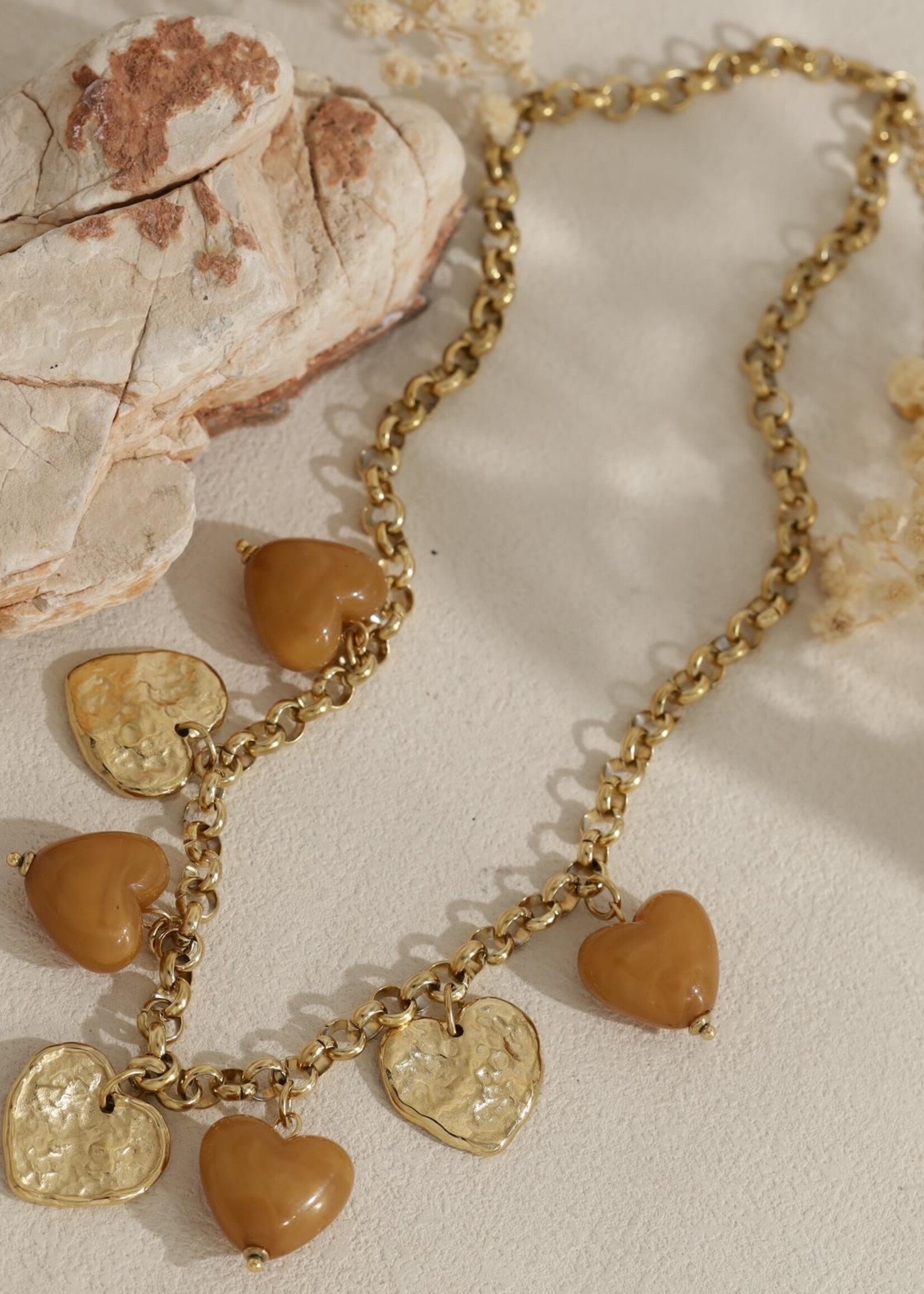 Flo Boutique Ketting Coloured Hearts