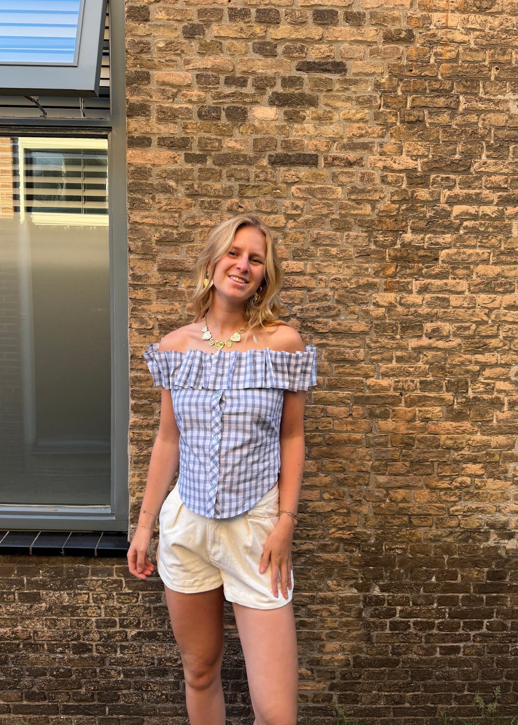 Flo Boutique Top Aaf Checked Blue/White