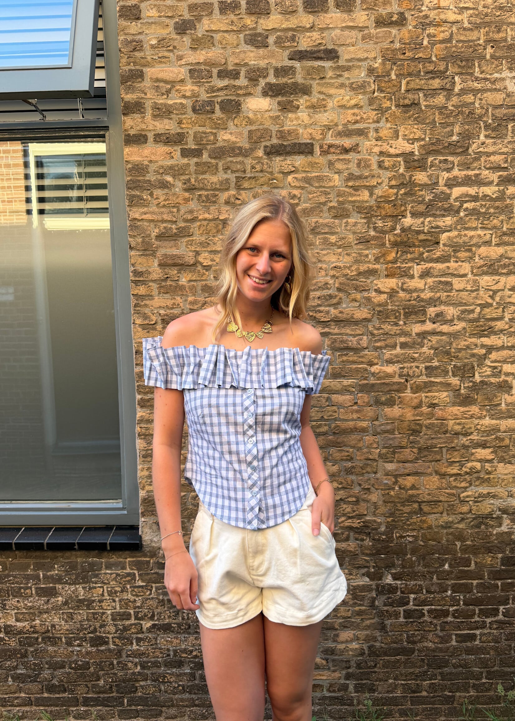 Flo Boutique Top Aaf Checked Blue/White
