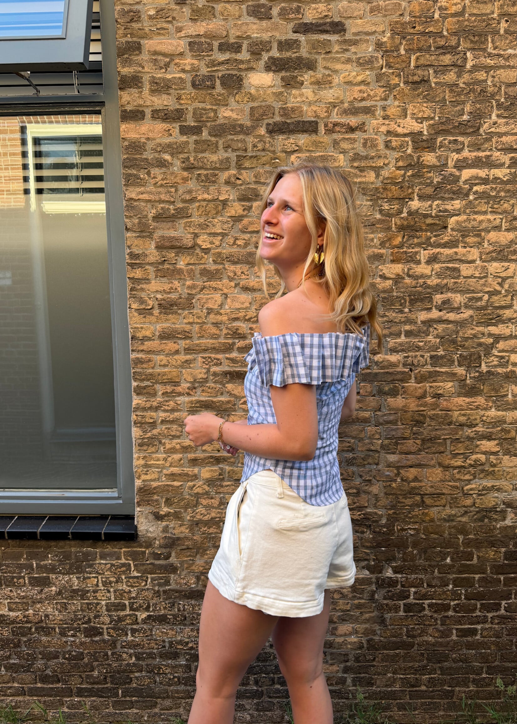 Flo Boutique Top Aaf Checked Blue/White