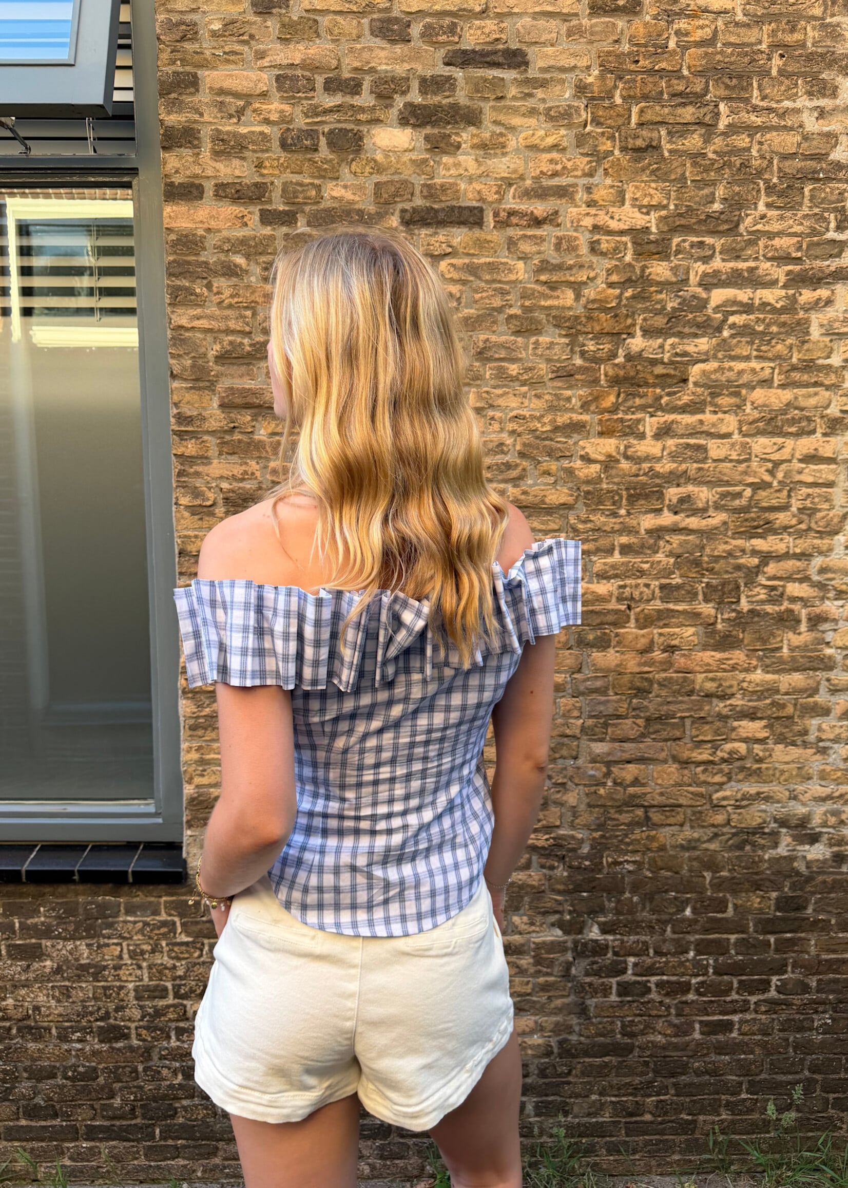 Flo Boutique Top Aaf Checked Blue/White