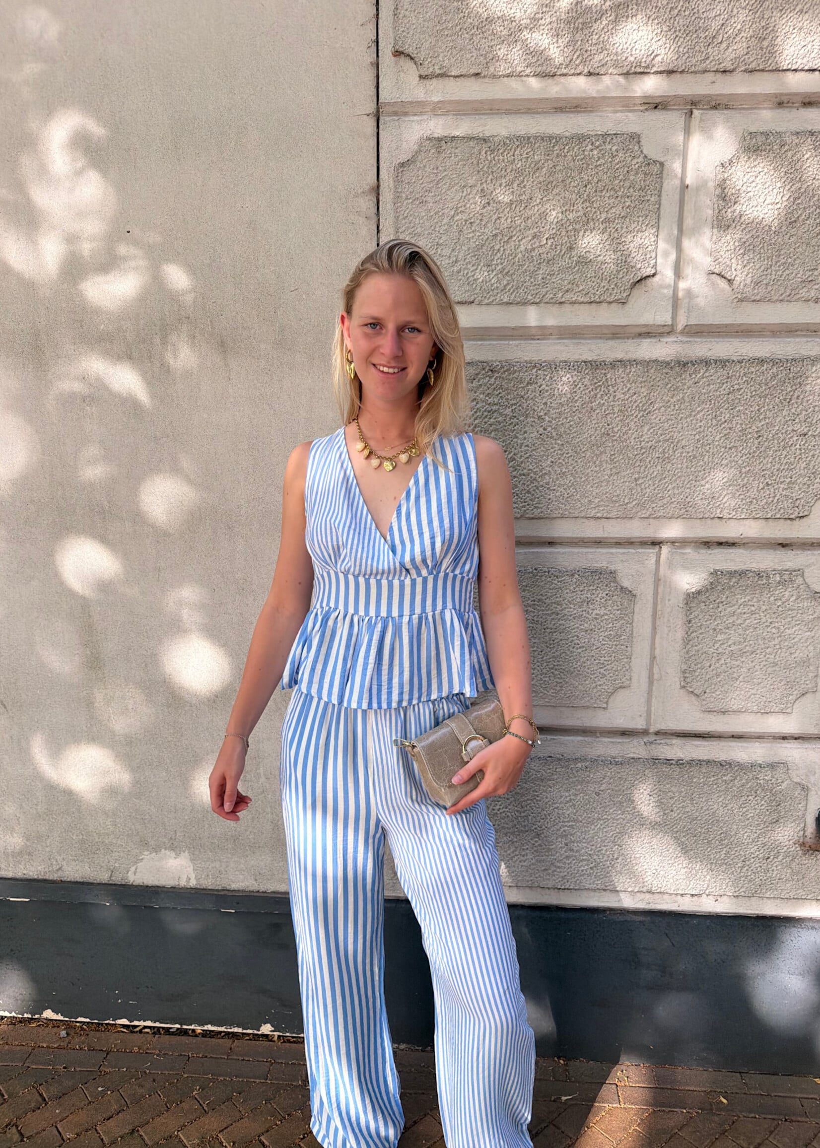 Flo Boutique Top Lesley Blue/White
