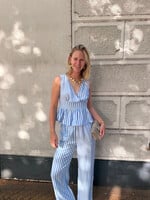 Flo Boutique Top Lesley Blue/White
