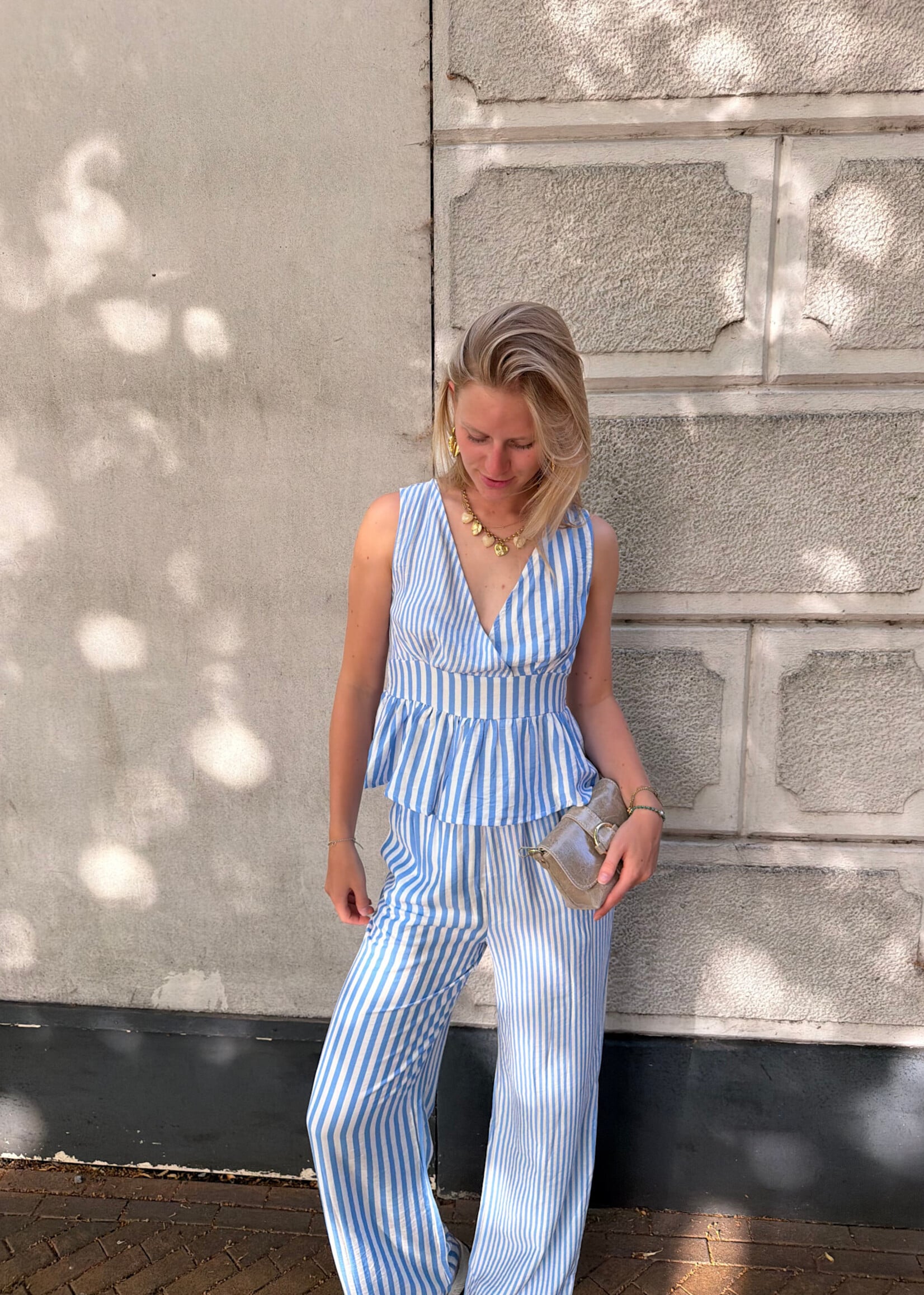 Flo Boutique Broek Lesley Blue/White