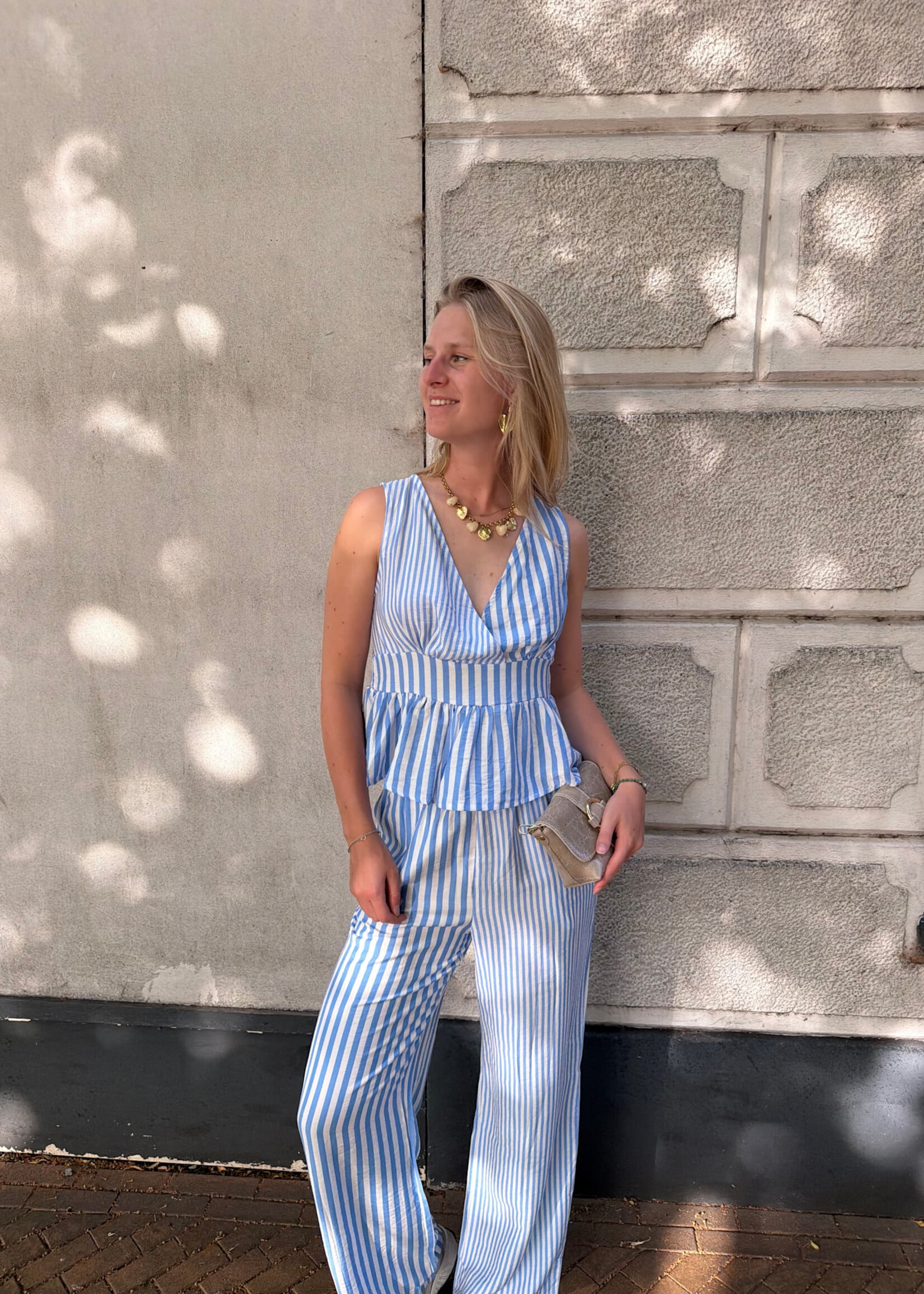 Flo Boutique Broek Lesley Blue/White