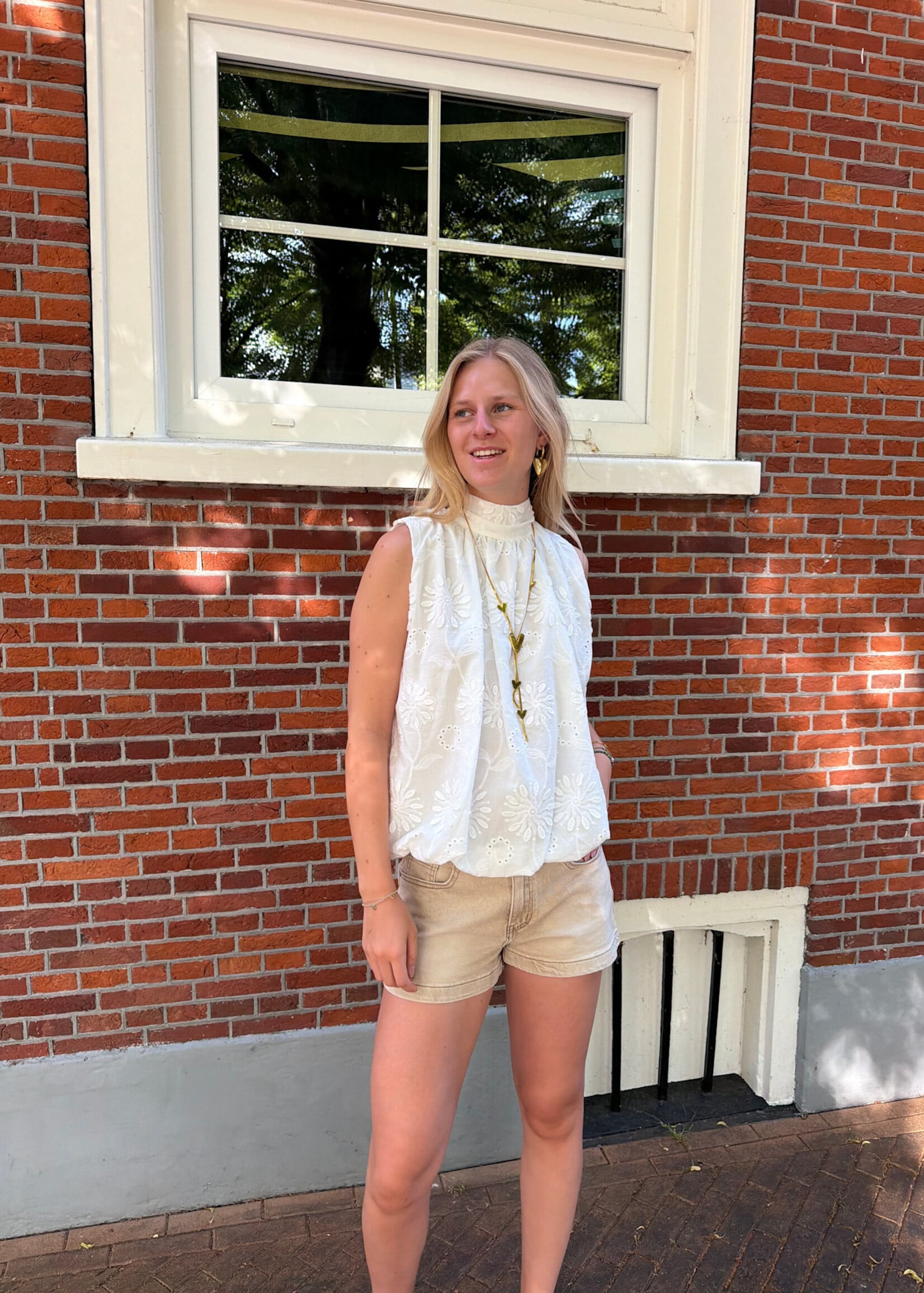 Flo Boutique Top Mexi White Broderie