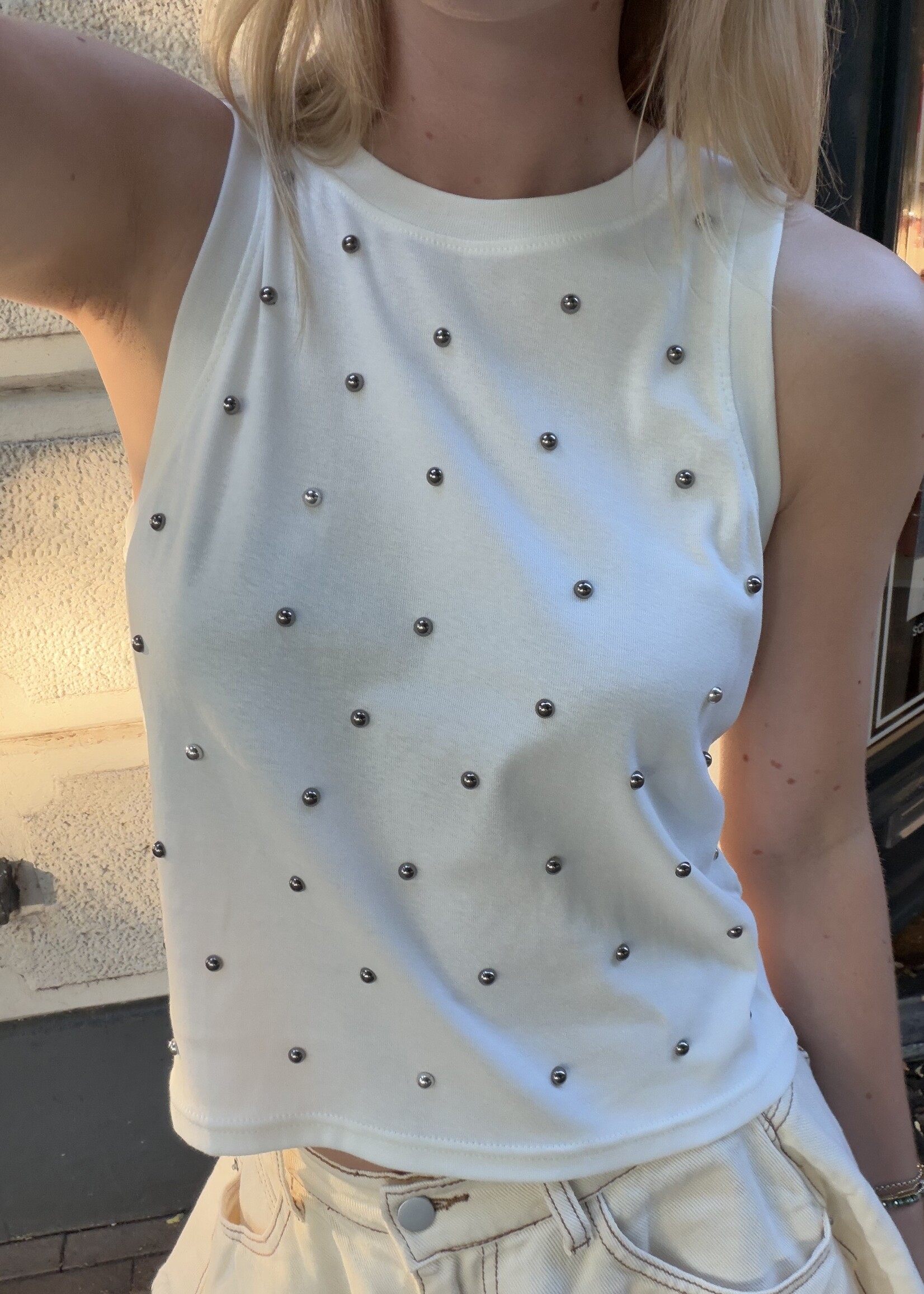 Flo Boutique Tanktop Jamie Studs White