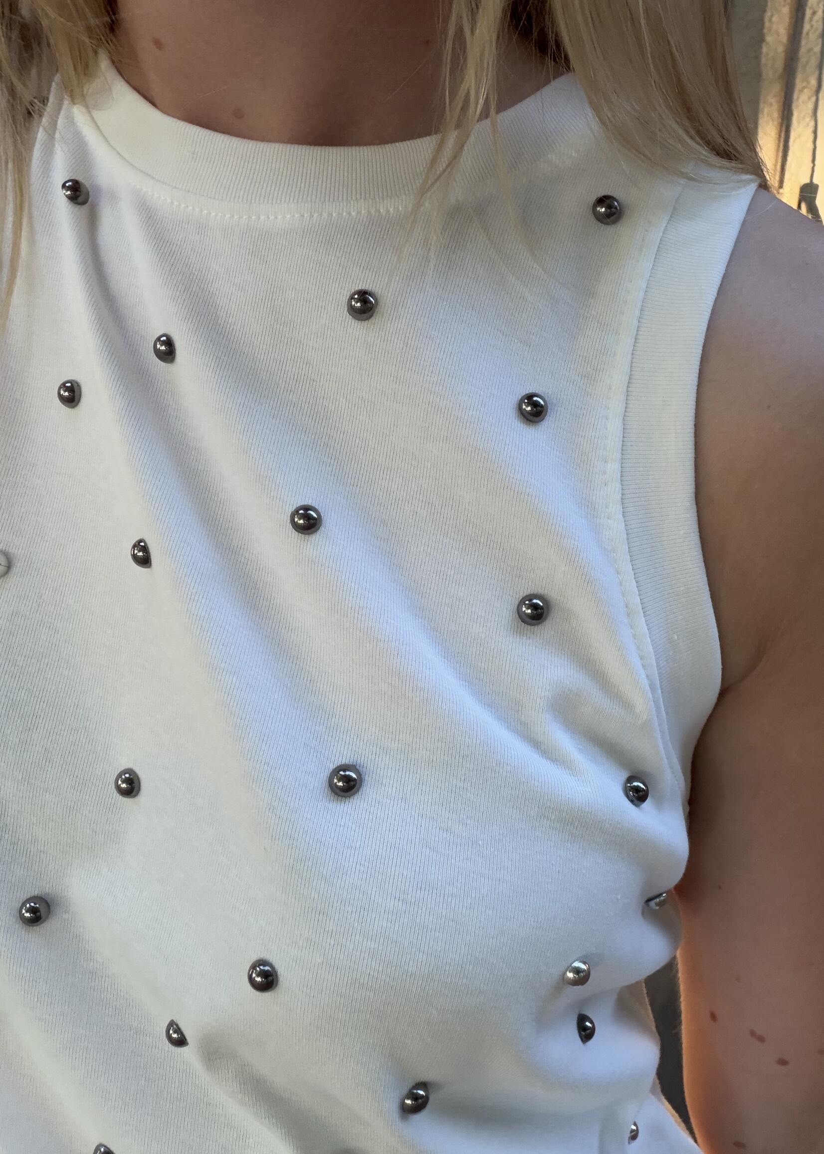 Flo Boutique Tanktop Jamie Studs White