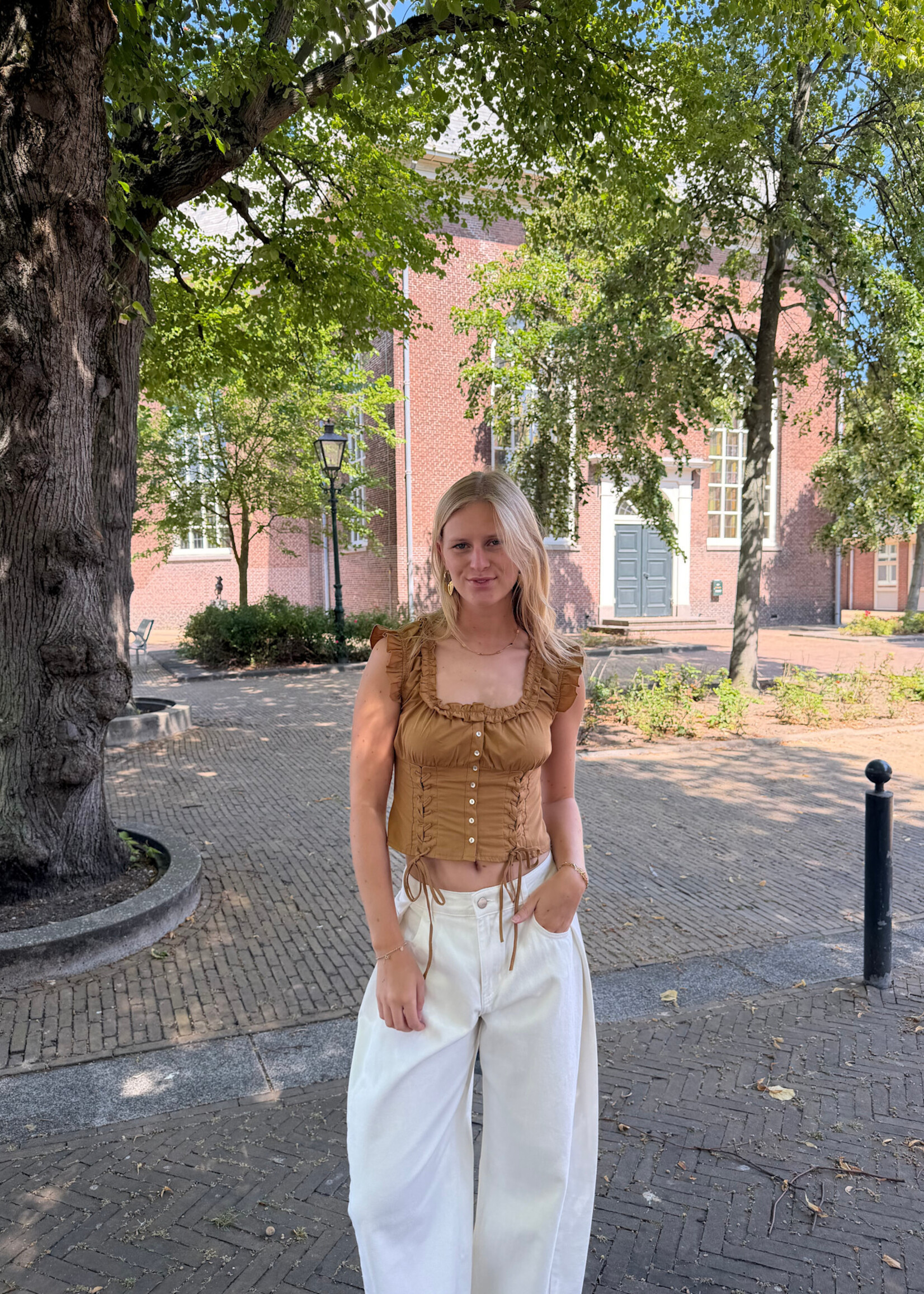 Flo Boutique Top Maas Khaki