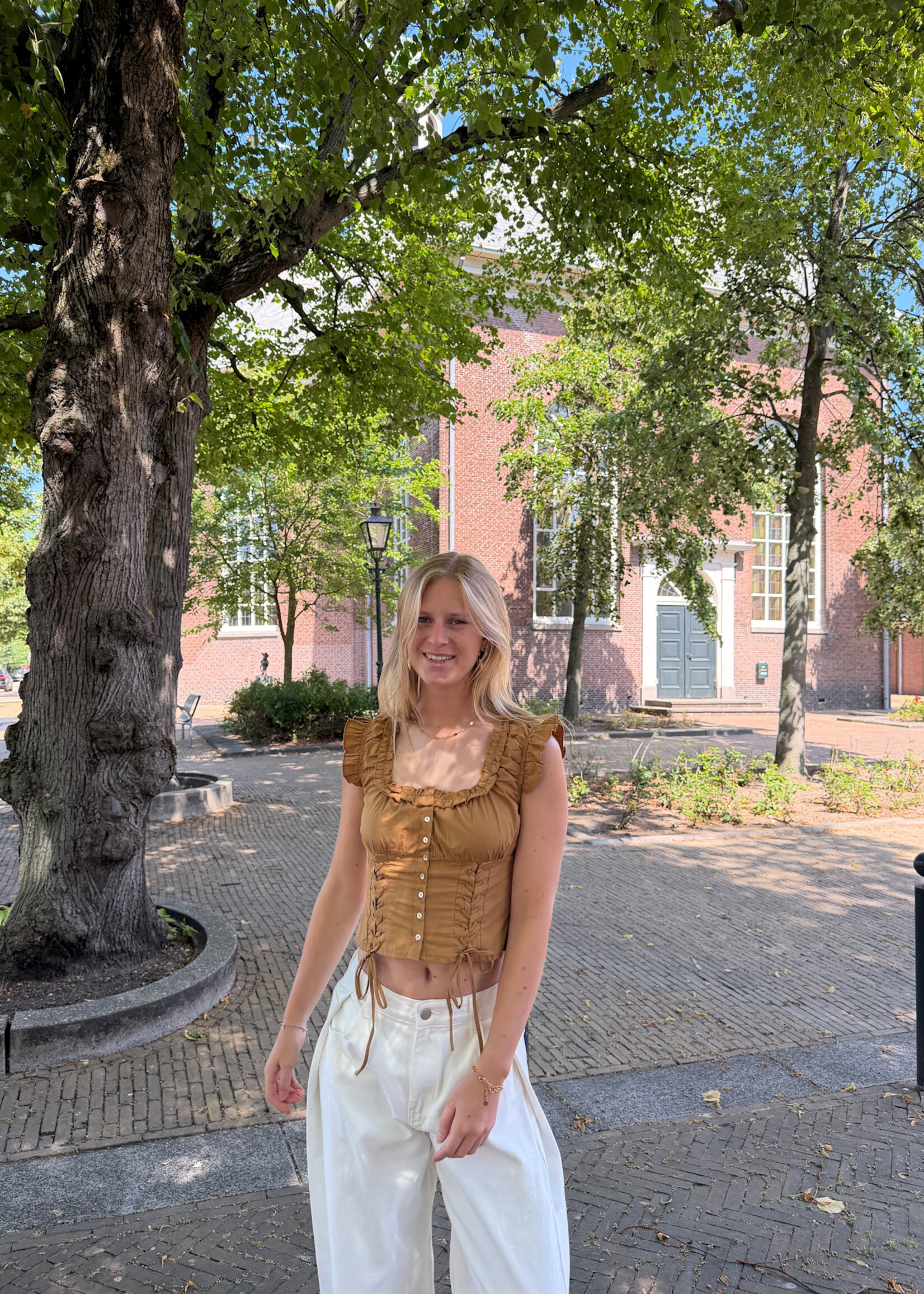 Flo Boutique Top Maas Khaki