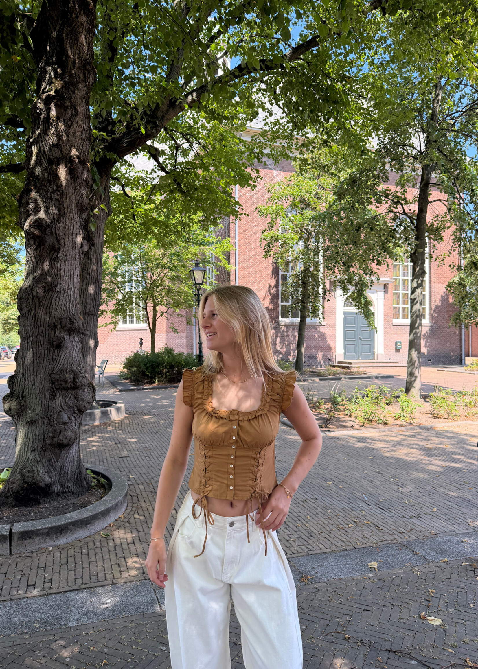Flo Boutique Top Maas Khaki