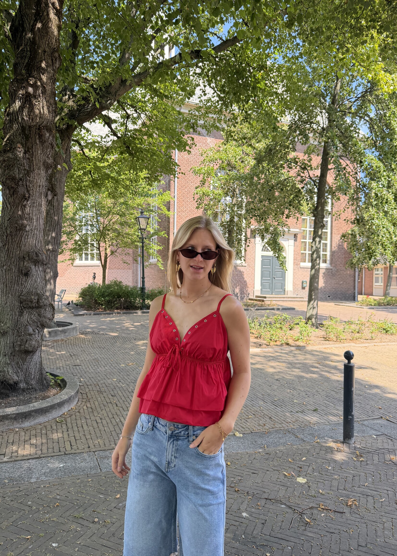 Flo Boutique Top Pip Red