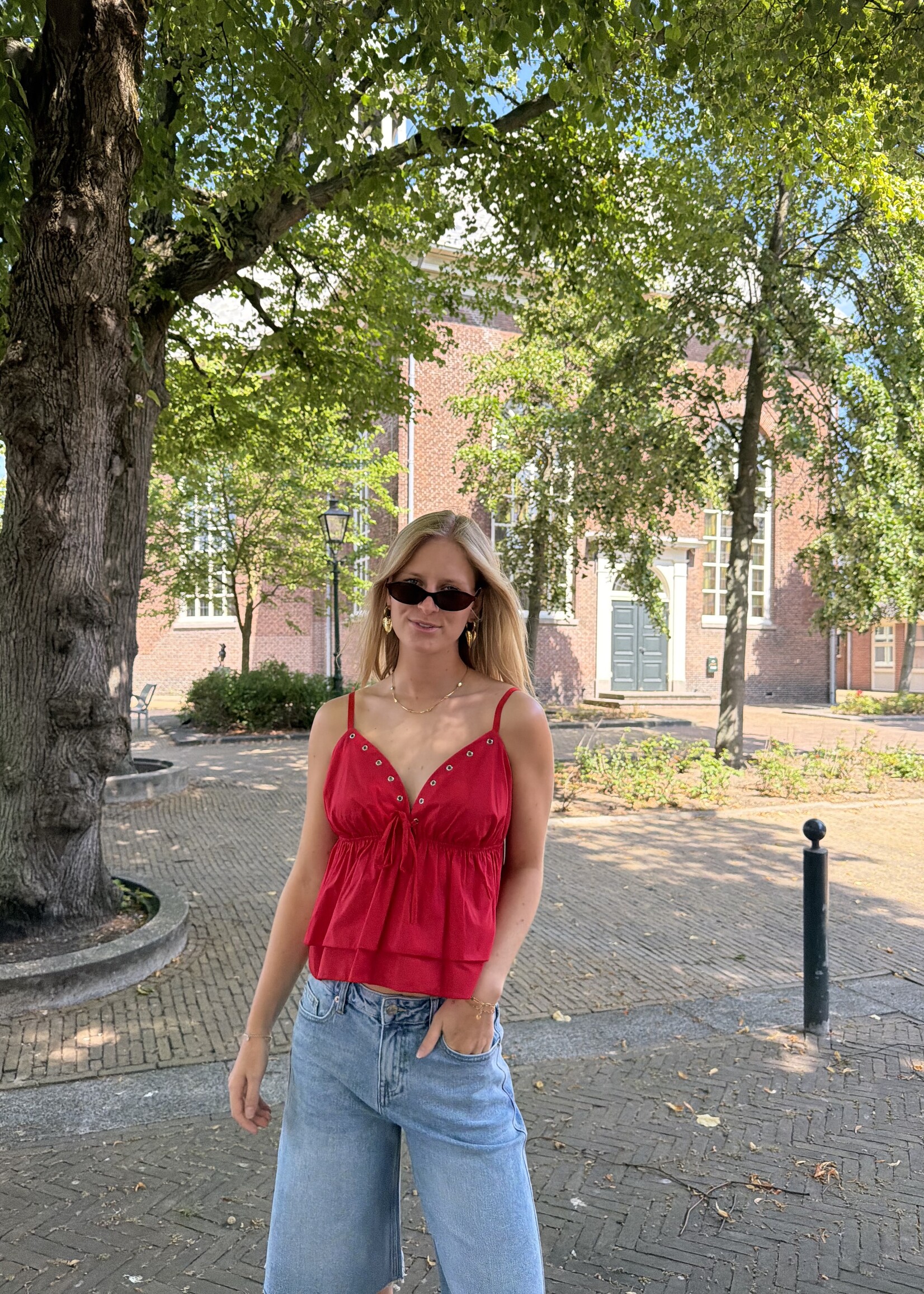 Flo Boutique Top Pip Red