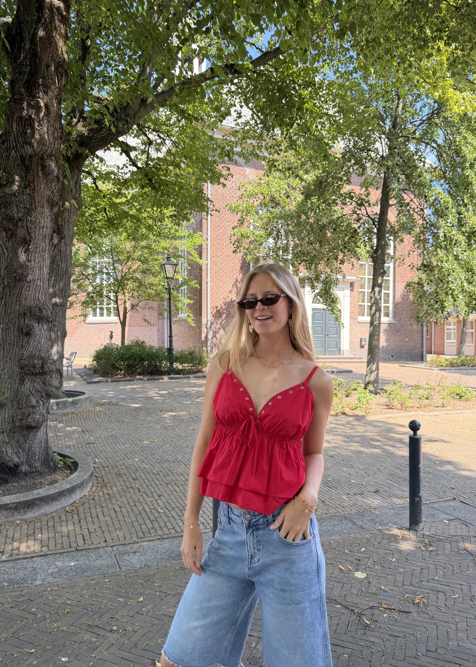 Flo Boutique Top Pip Red