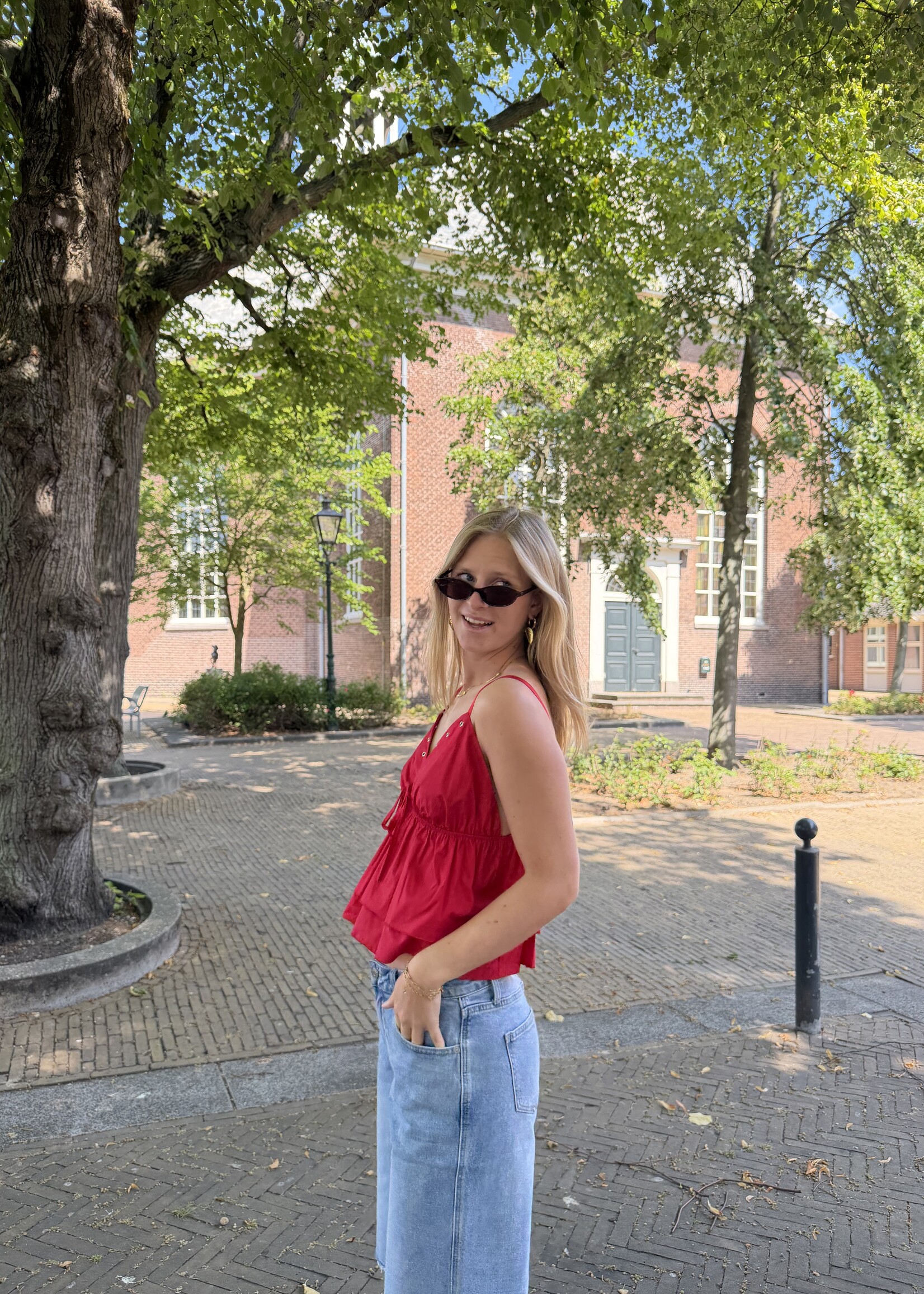 Flo Boutique Top Pip Red