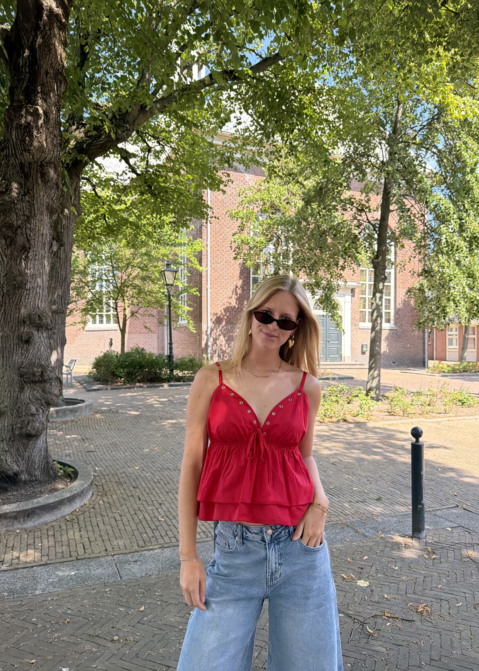 Flo Boutique Top Pip Red