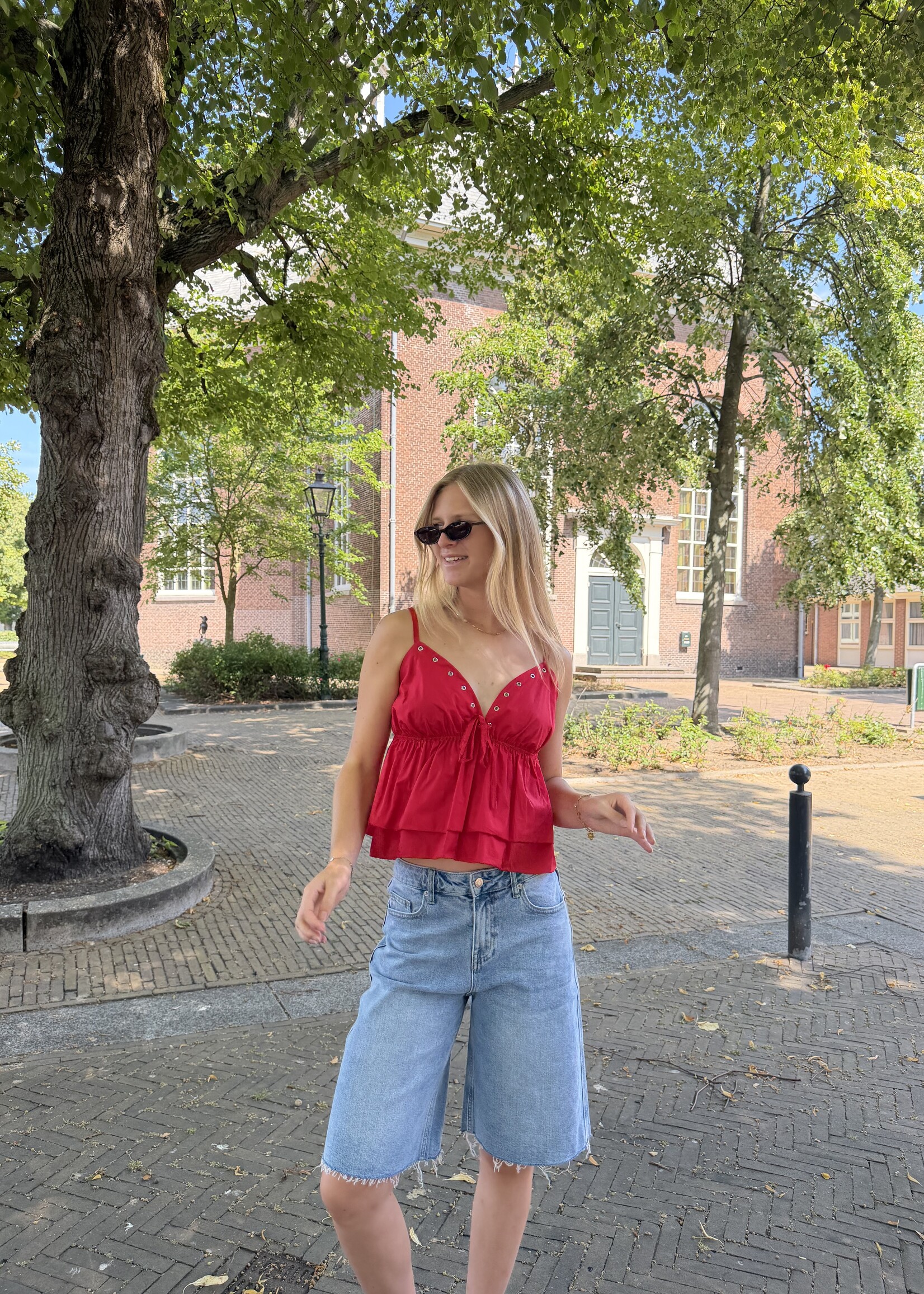 Flo Boutique Top Pip Red