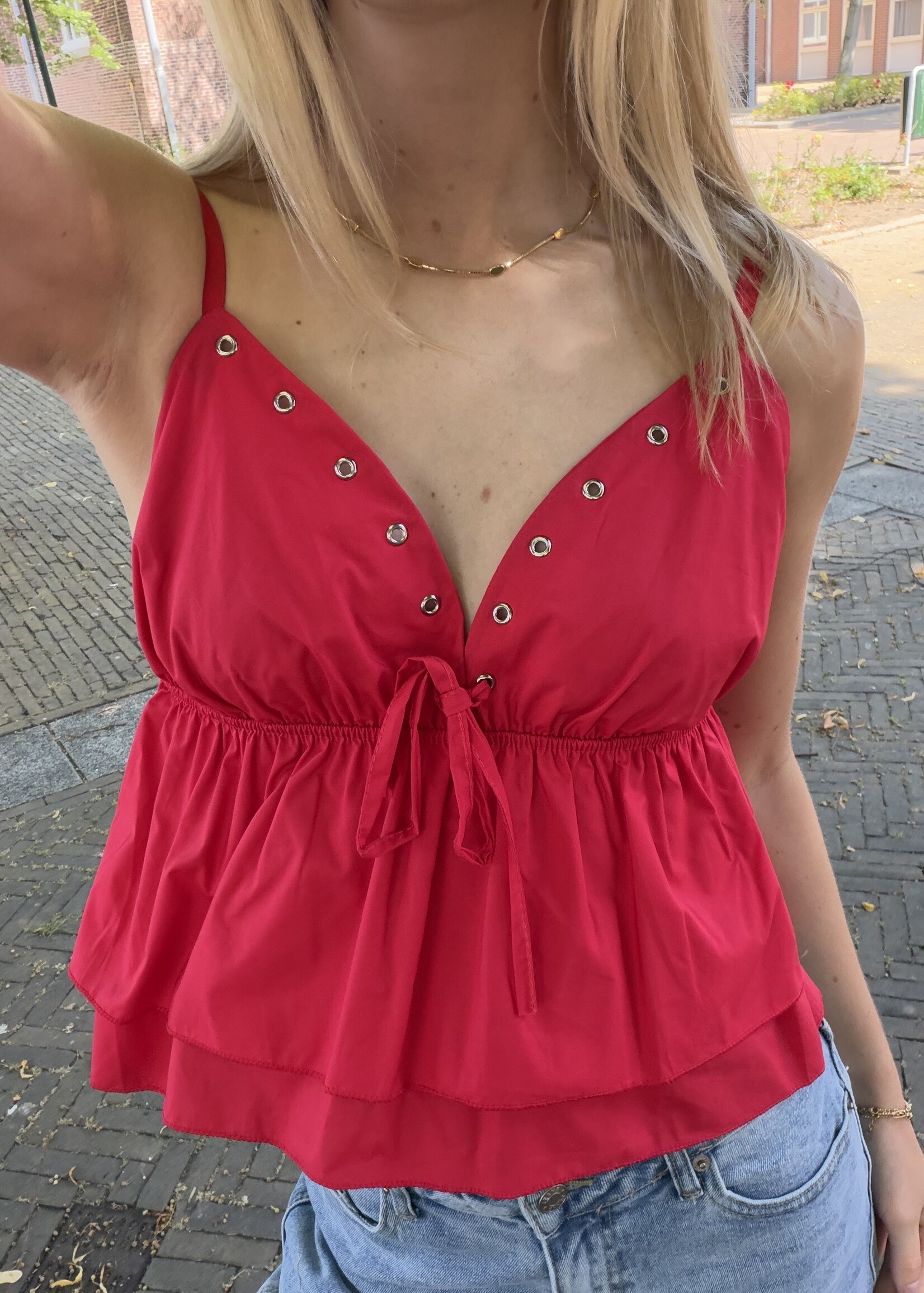 Flo Boutique Top Pip Red