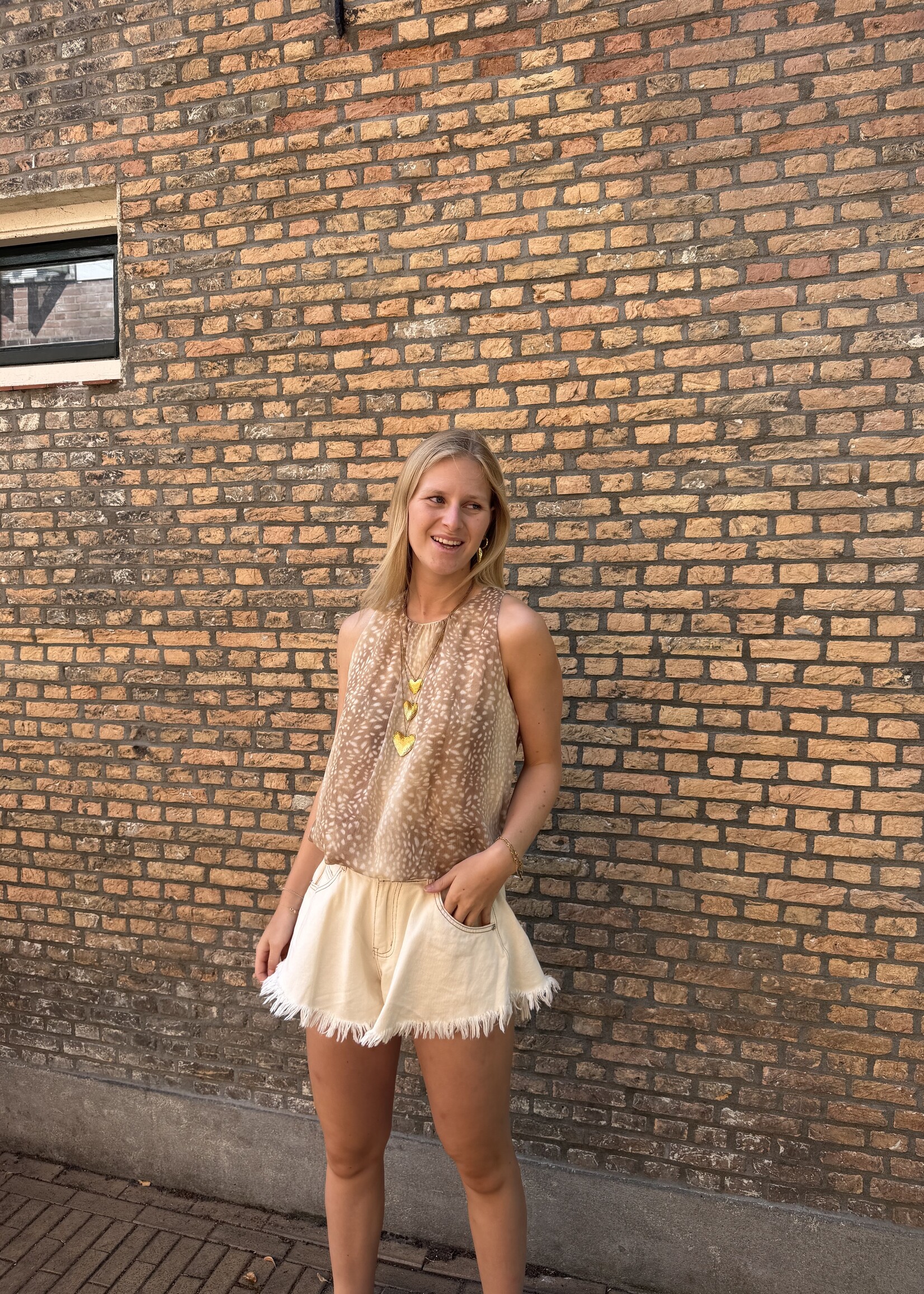 Flo Boutique Denim Short Stevie Beige