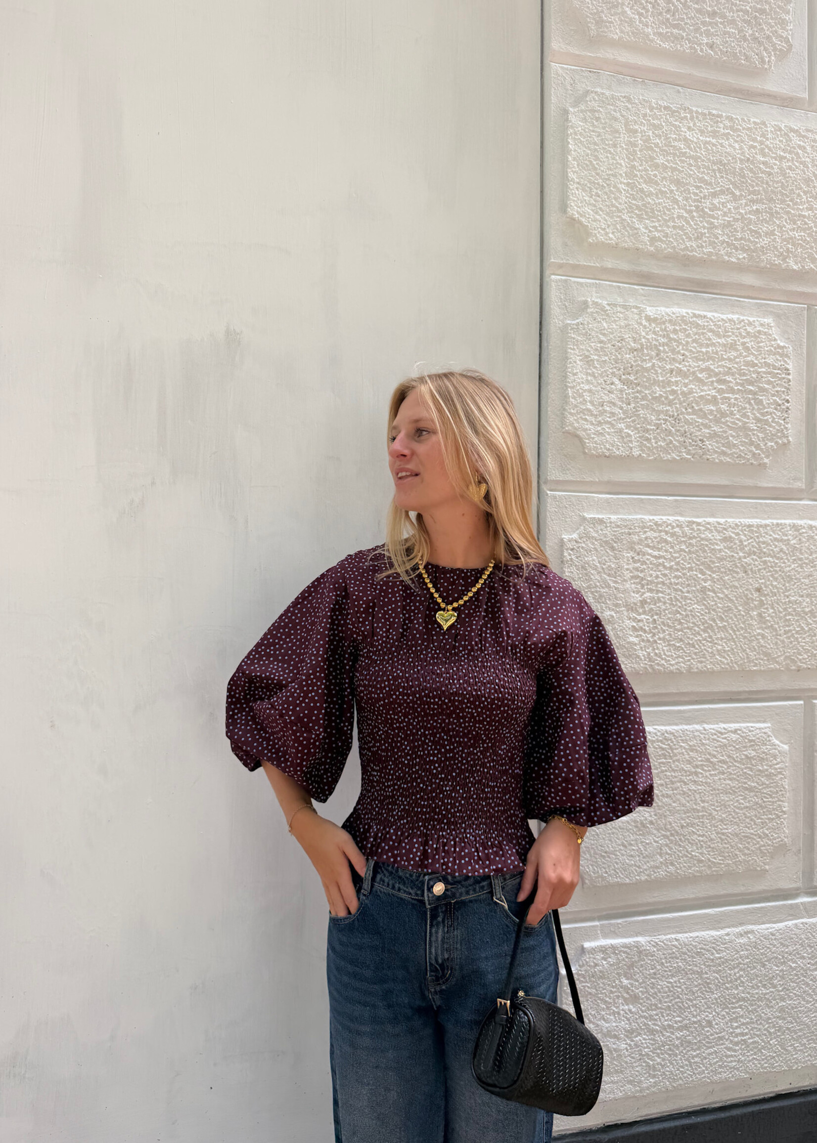 Flo Boutique Top Linde Dots Wine