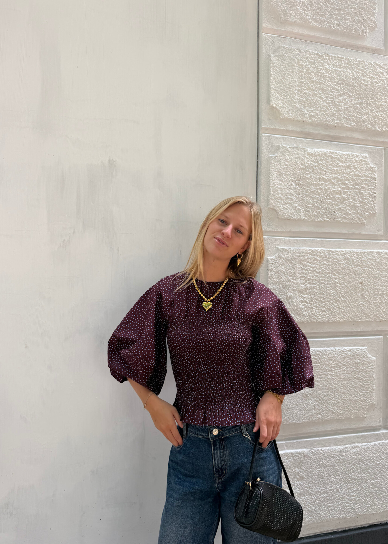 Flo Boutique Top Linde Dots Wine