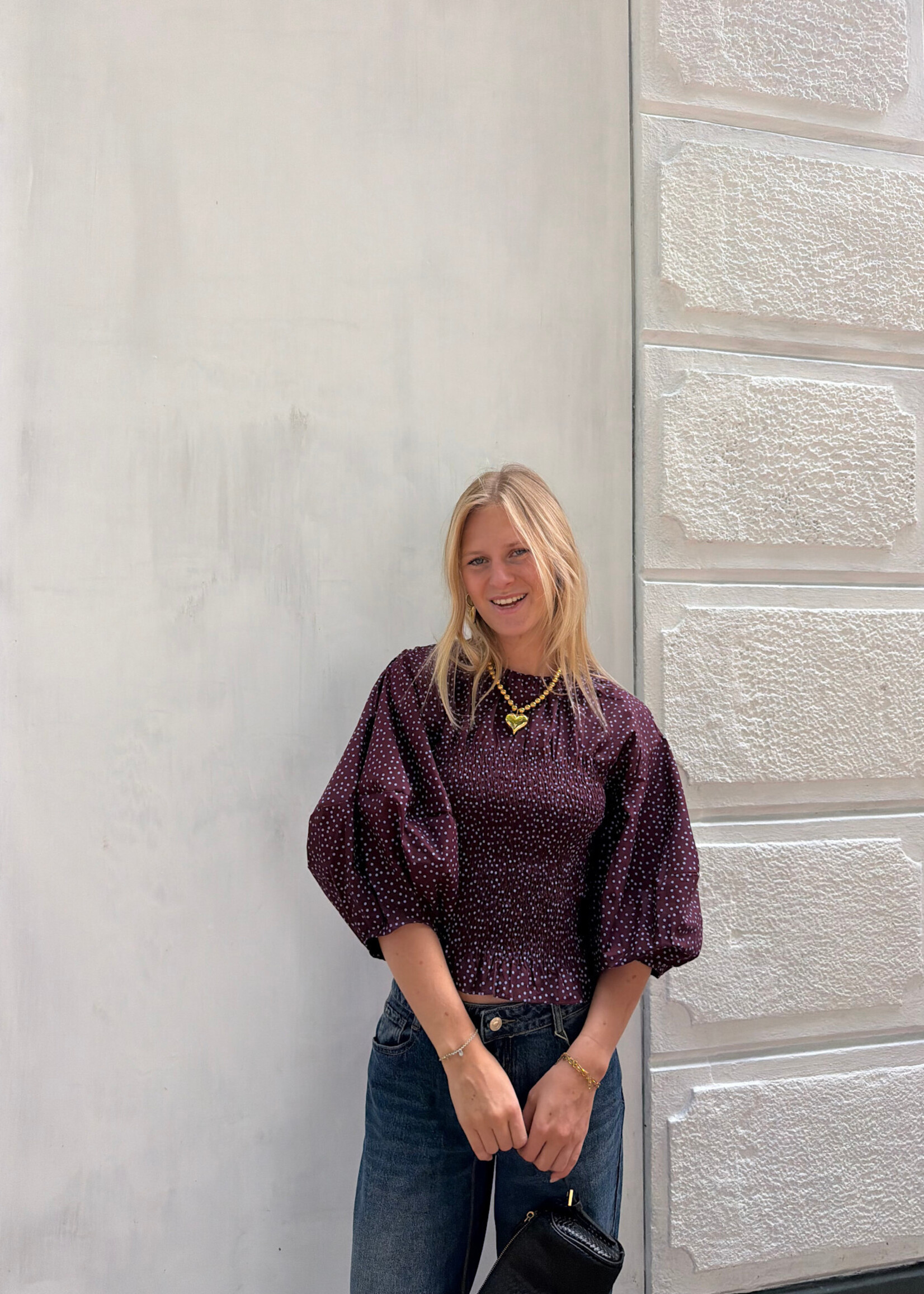 Flo Boutique Top Linde Dots Wine