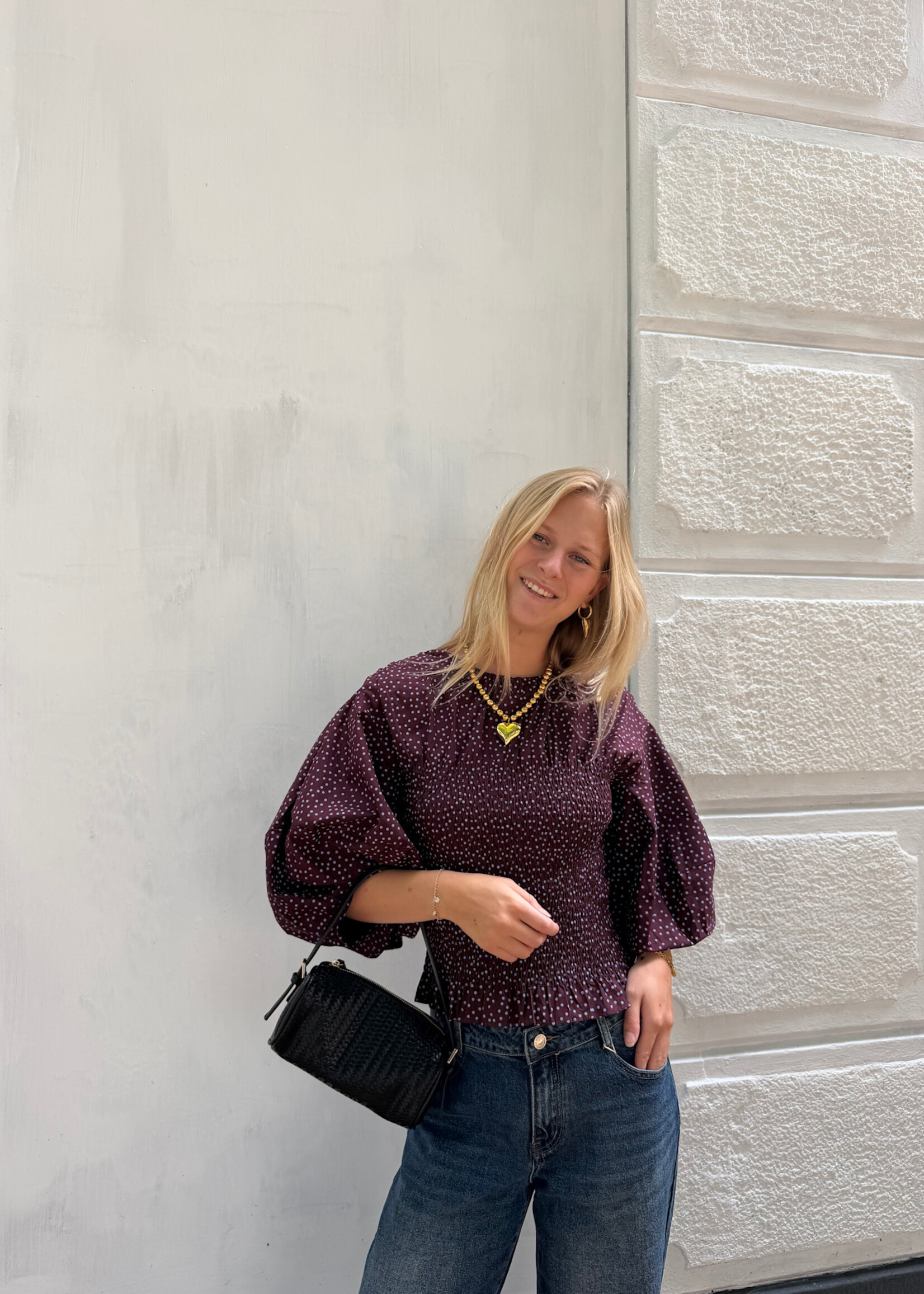 Flo Boutique Top Linde Dots Wine