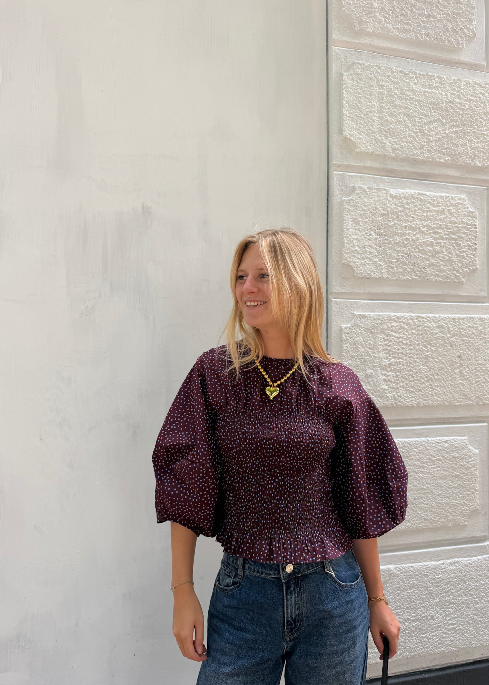 Flo Boutique Top Linde Dots Wine