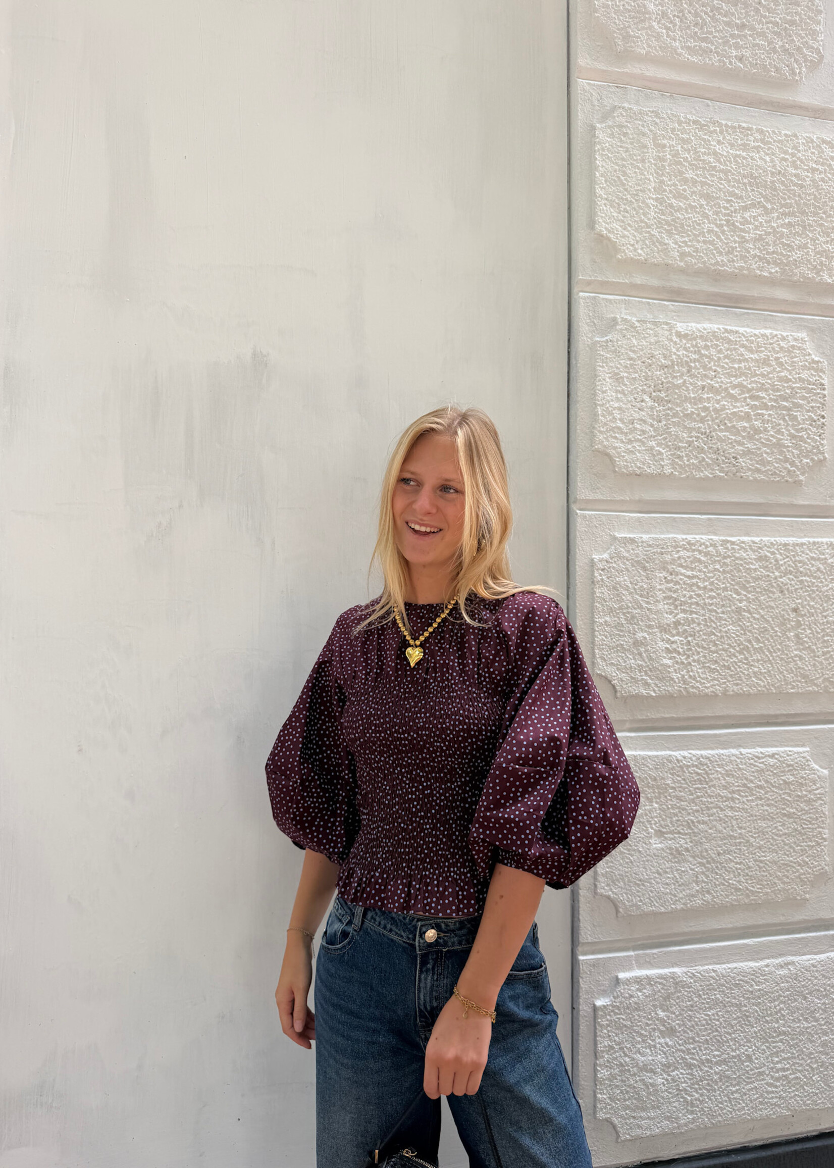 Flo Boutique Top Linde Dots Wine