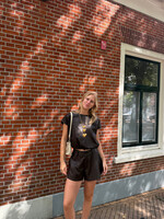 Flo Boutique PU Leather Top Linn Brown