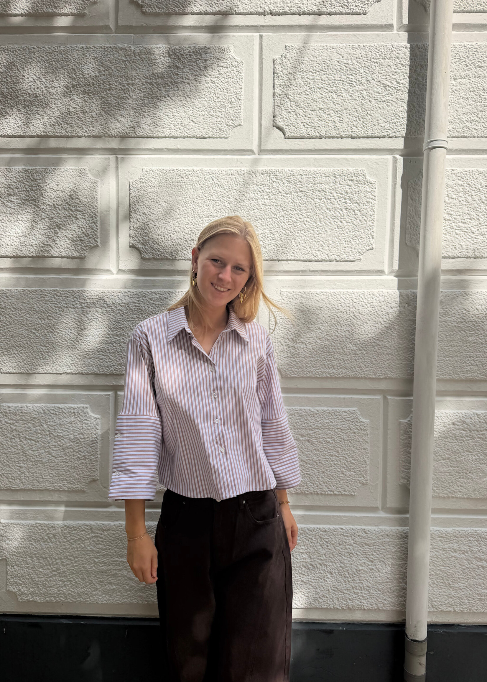Flo Boutique Striped Blouse Elisa Brown