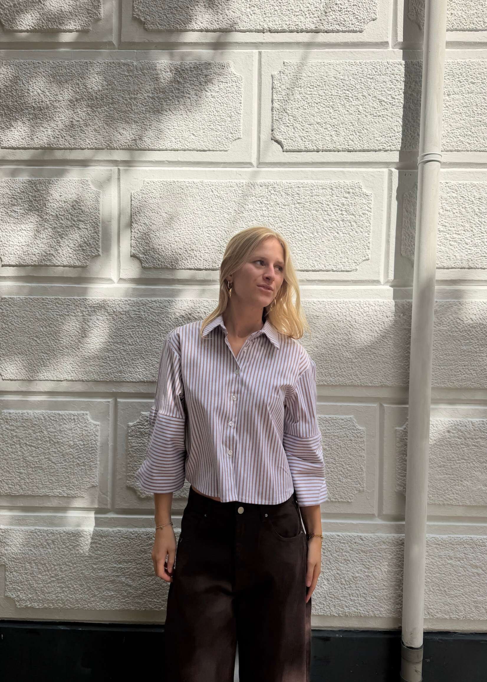 Flo Boutique Striped Blouse Elisa Brown