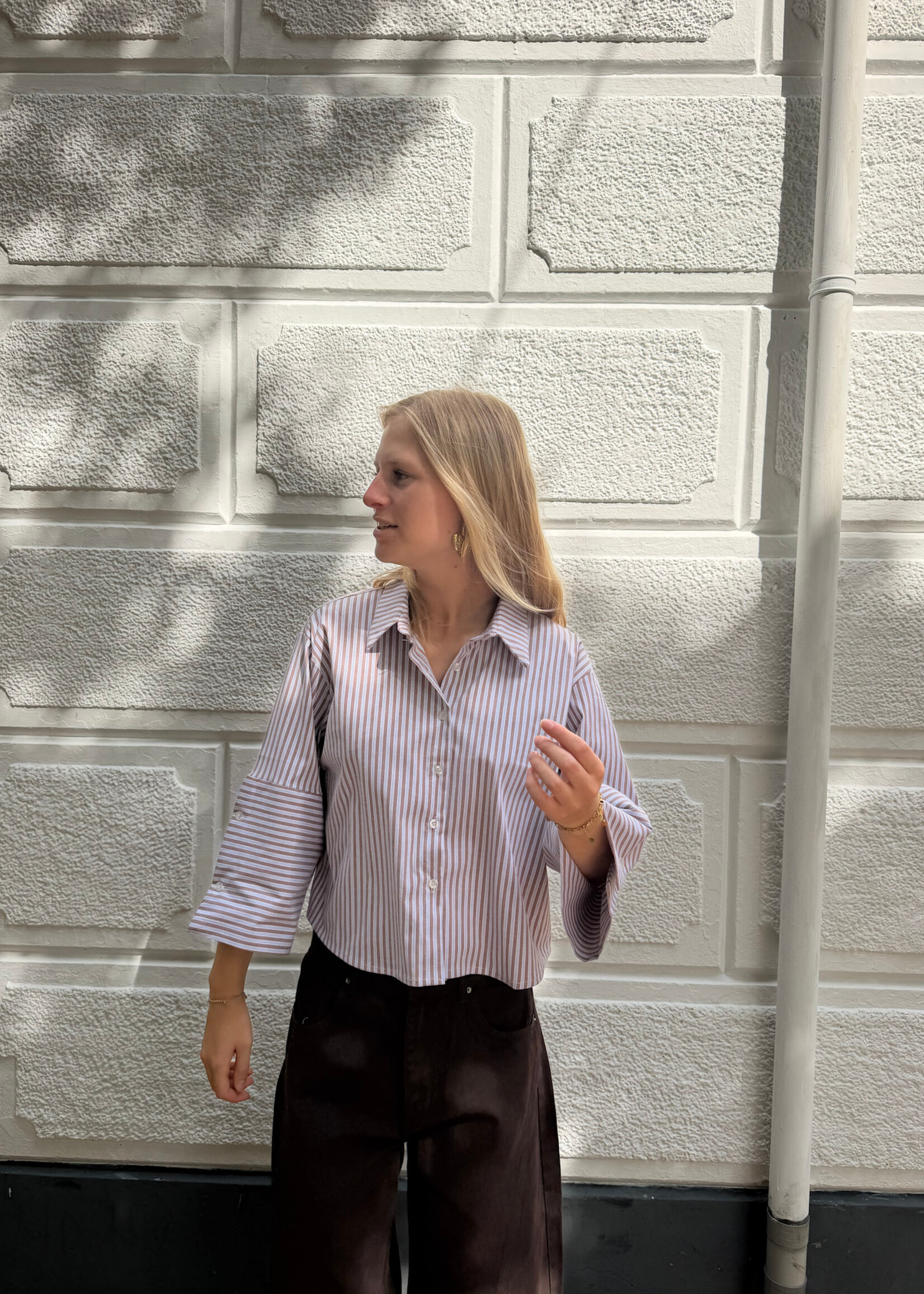 Flo Boutique Striped Blouse Elisa Brown