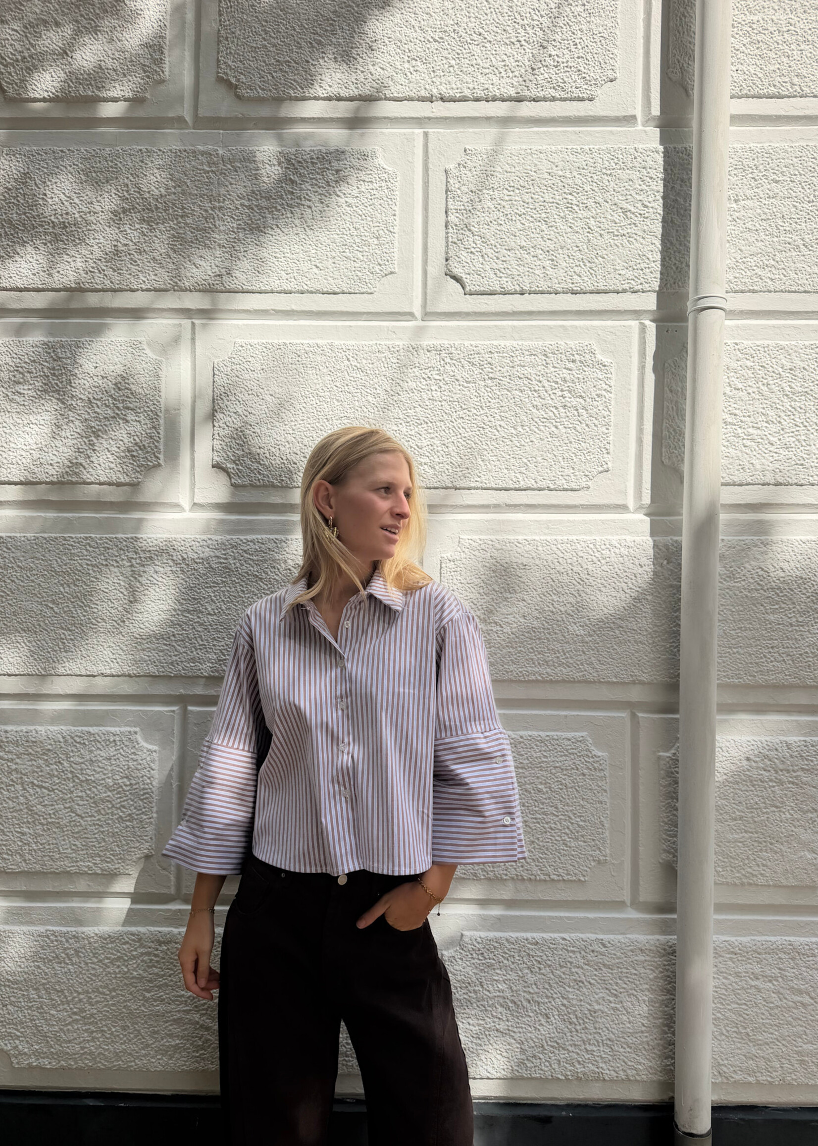 Flo Boutique Striped Blouse Elisa Brown
