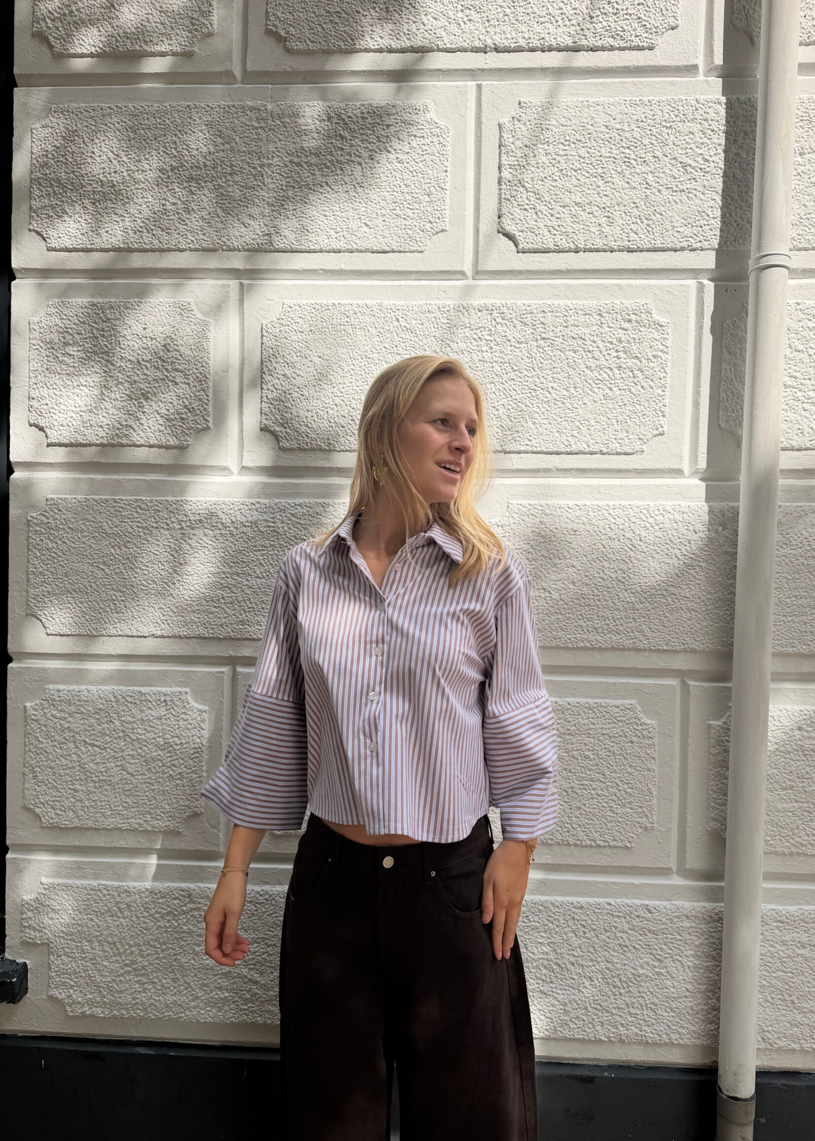 Flo Boutique Striped Blouse Elisa Brown
