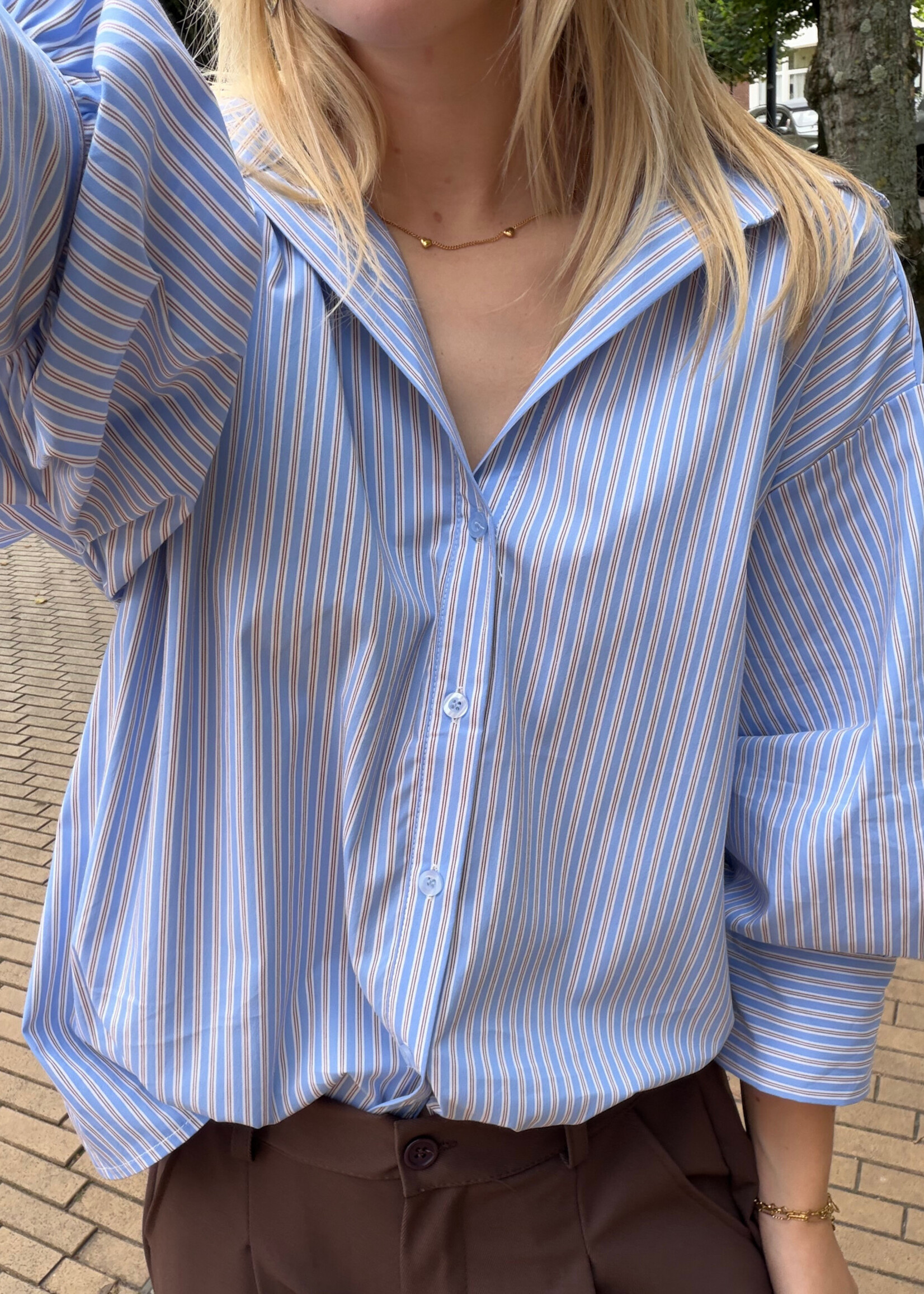 Flo Boutique Striped Blouse Fleur Light Blue