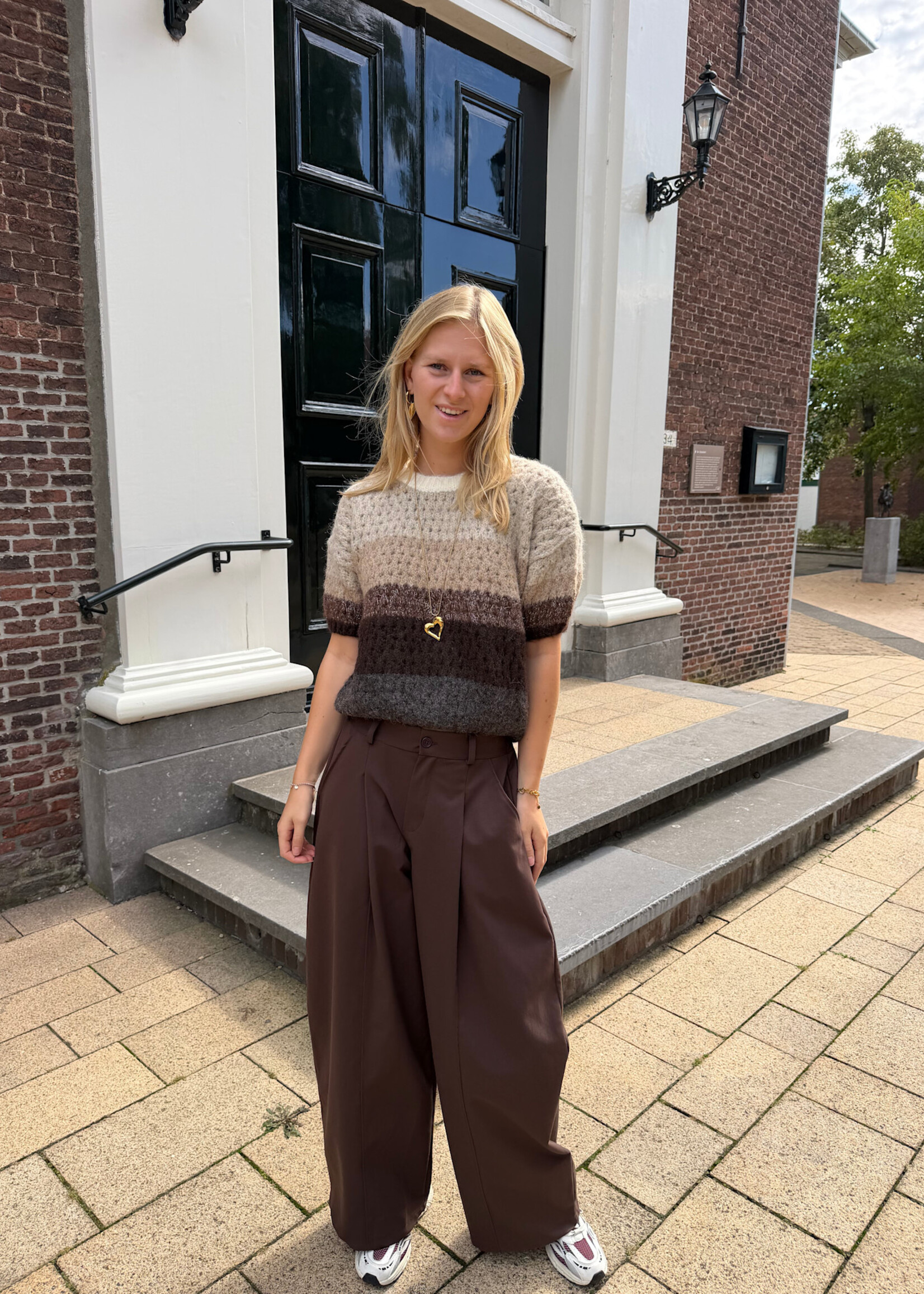 Flo Boutique Striped Knit Jade Sparkle Brown