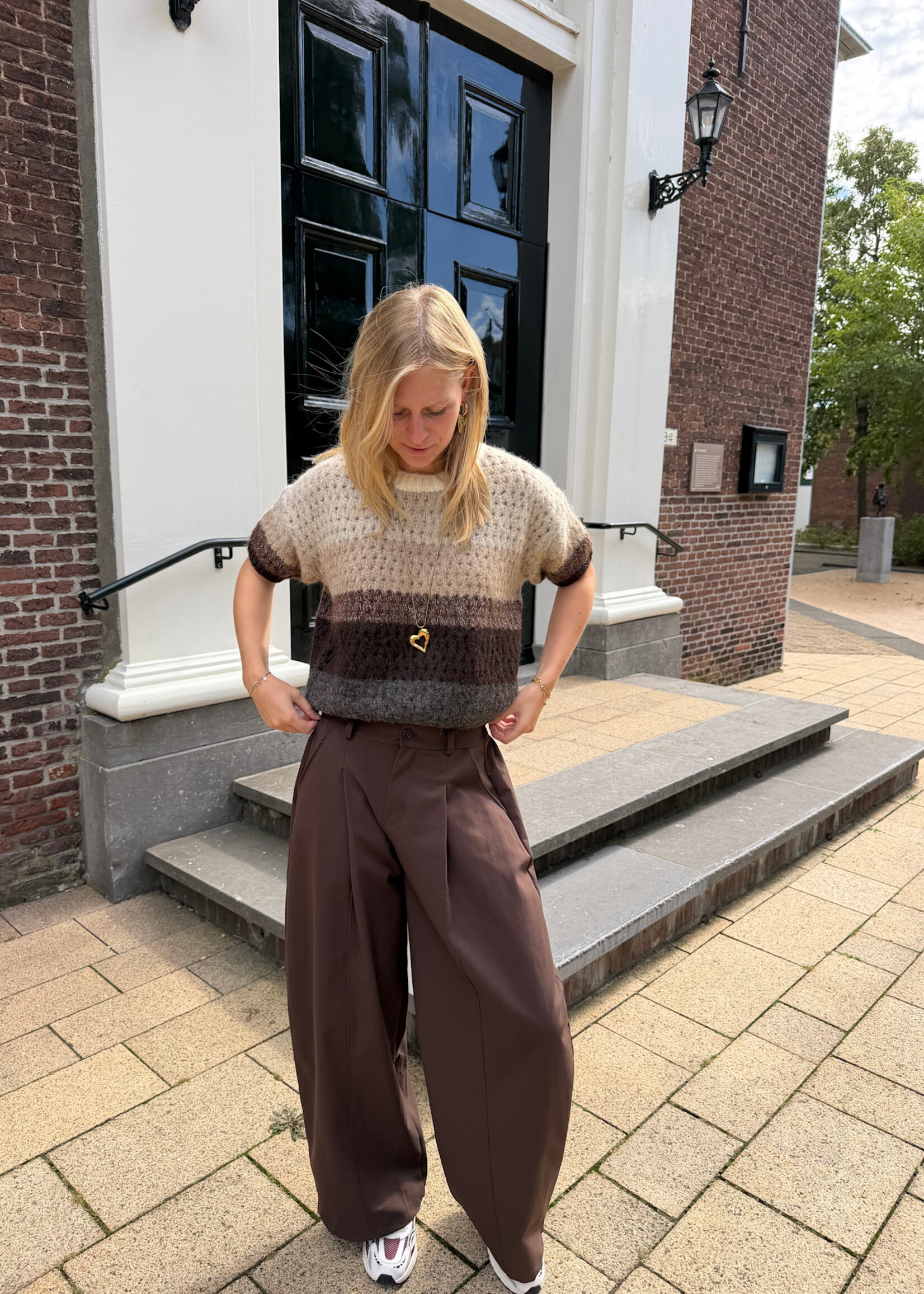 Flo Boutique Striped Knit Jade Sparkle Brown