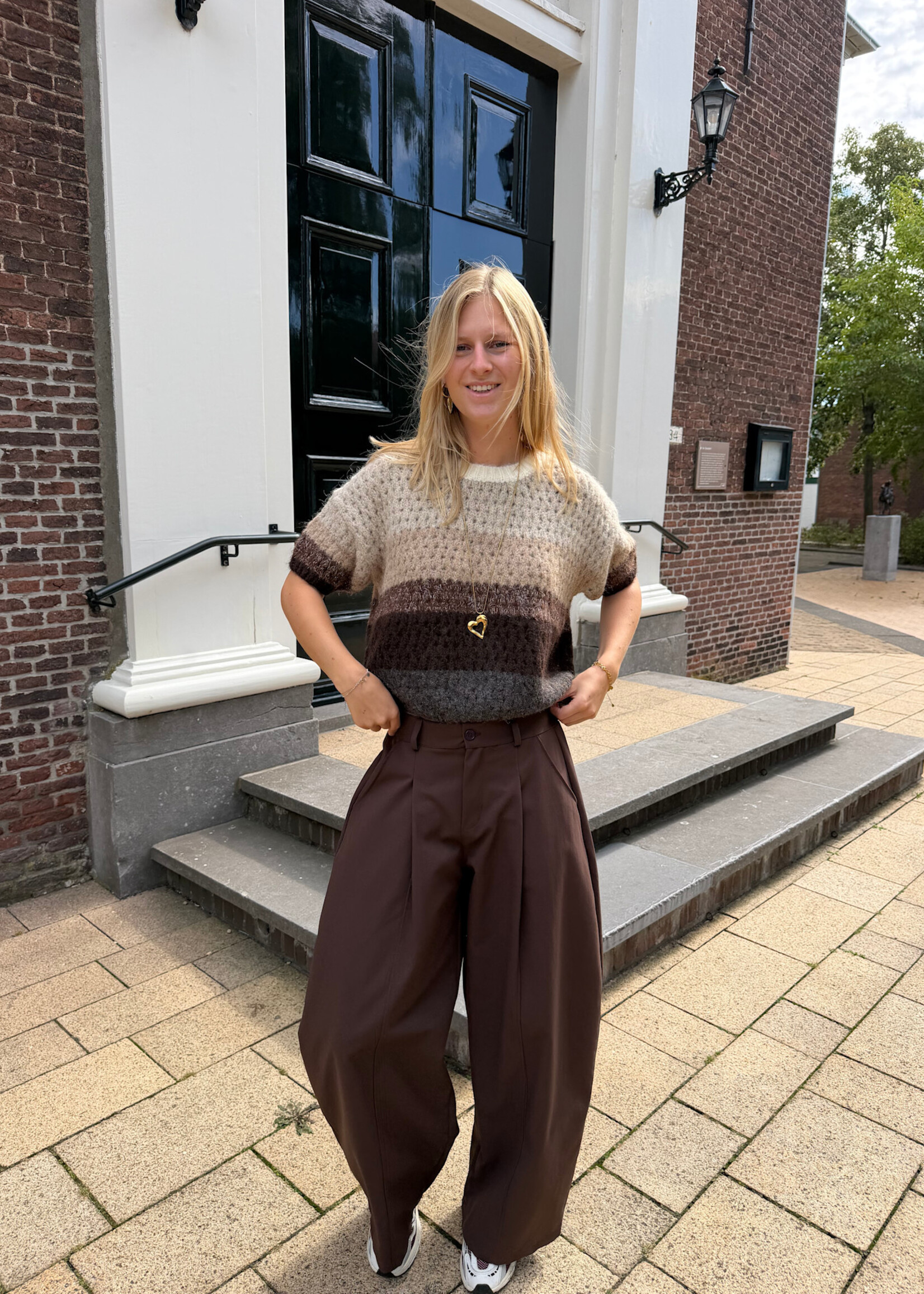 Flo Boutique Striped Knit Jade Sparkle Brown