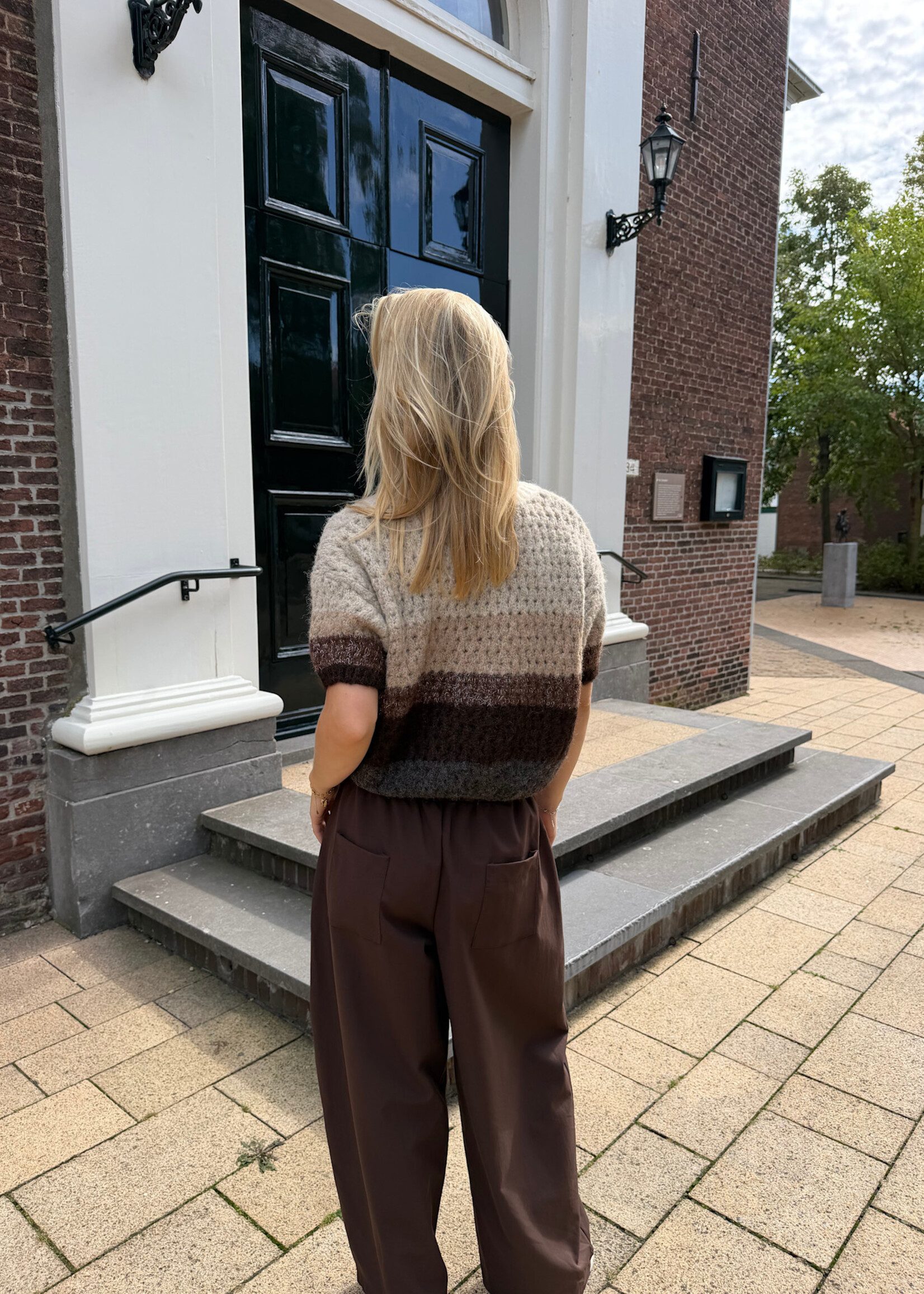 Flo Boutique Striped Knit Jade Sparkle Brown