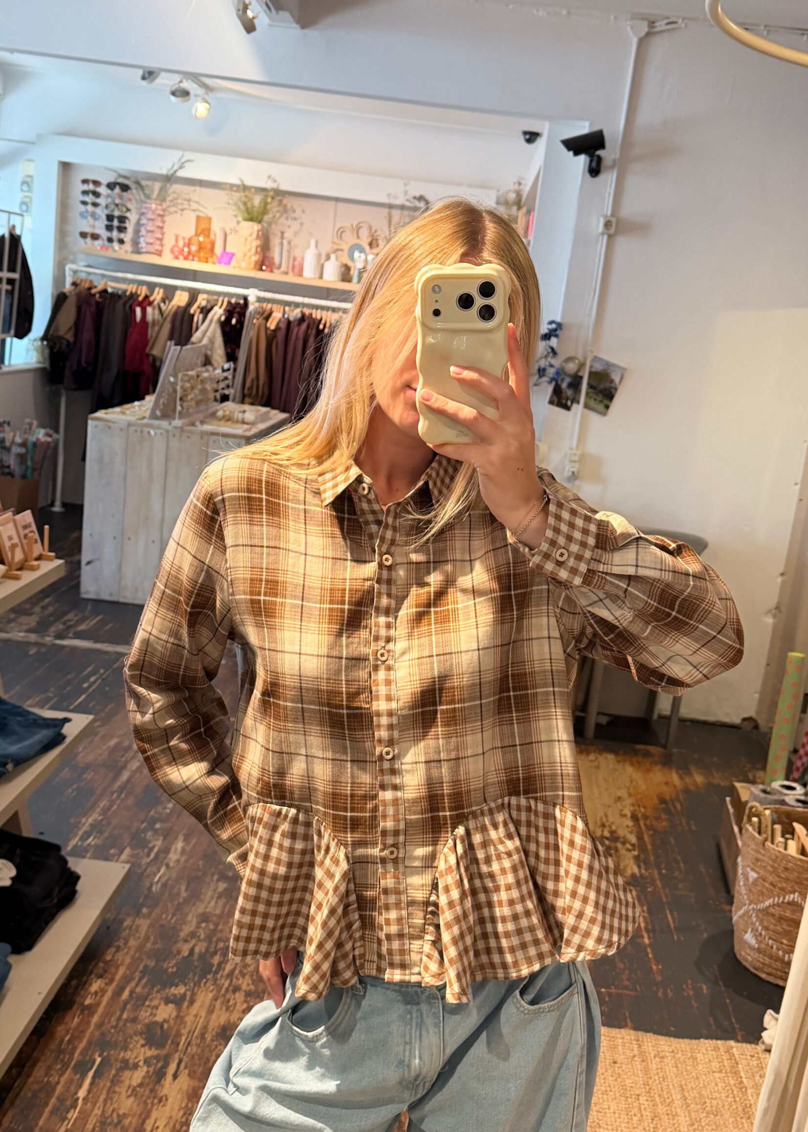 Flo Boutique Checked Blouse Lotte Brown