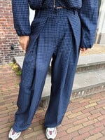 Flo Boutique Checked Pantalon Beline Navy