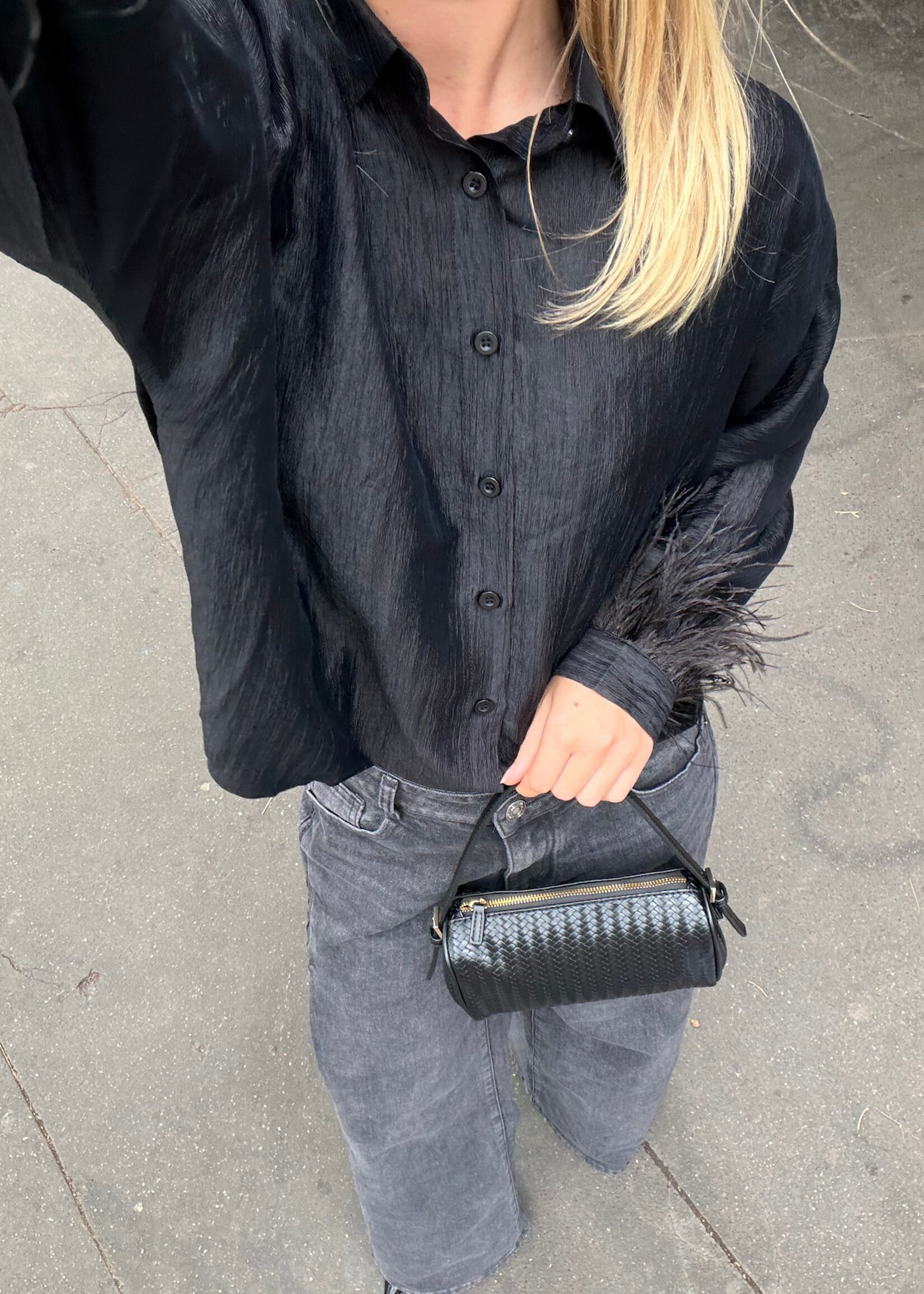 Flo Boutique Blouse Felin Feather Black