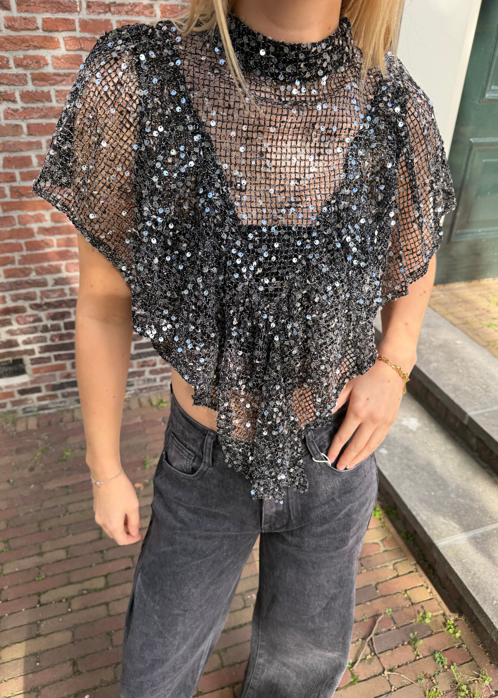 Flo Boutique Top Olivia Sparkle Black