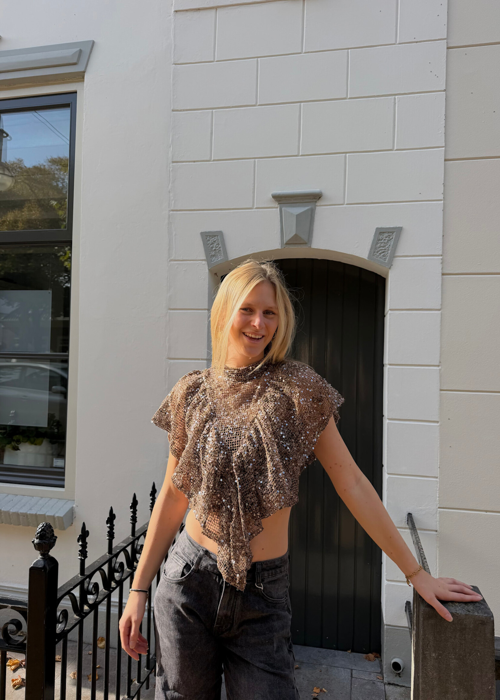 Flo Boutique Top Olivia Sparkle Brown